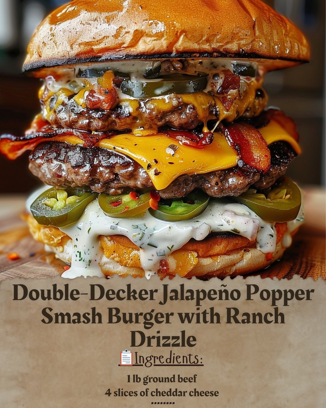 Everyday - Double-Decker Jalapeño Popper Smash Burger with Ranch ...
