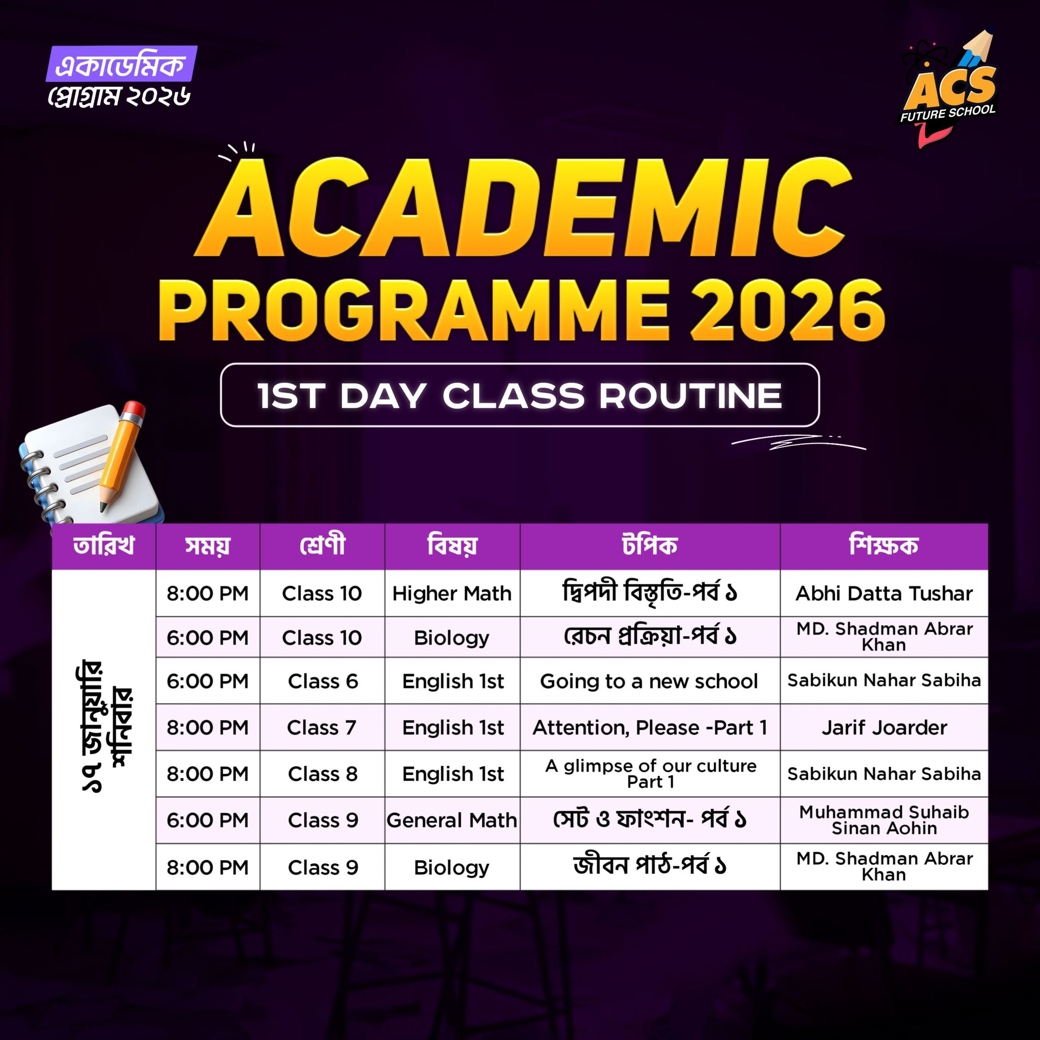 ৬ষ্ঠ-১০ম শ্রেণির শিক্ষার্থীরা!!... - ACS Future School | Facebook