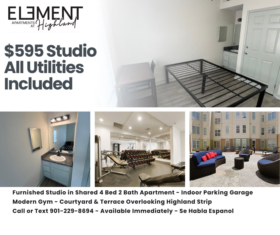 Element - Partially Furnished Studio $595 in Shared 4 Bed 2 Bath ...