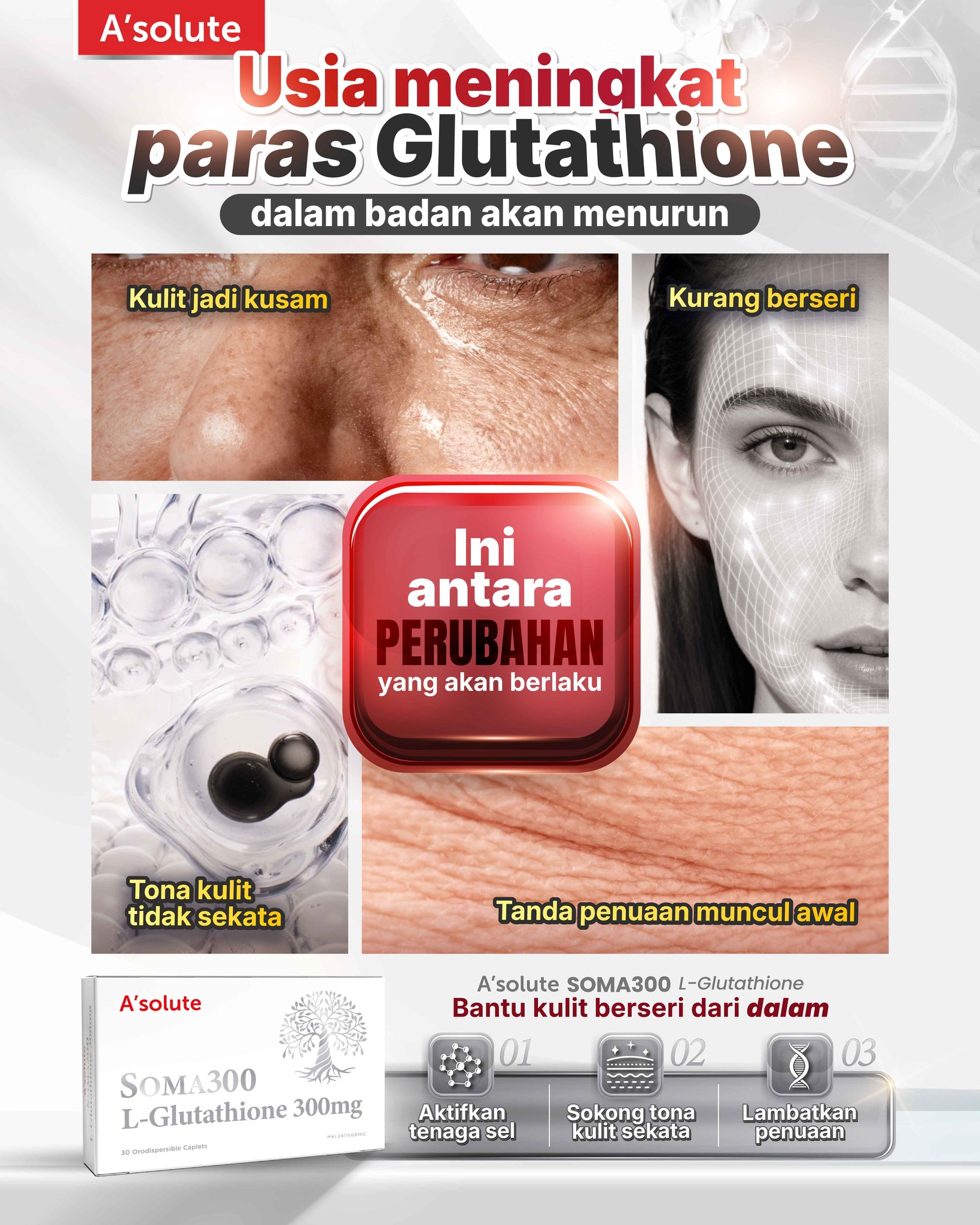 fungsi glutathione untuk kulit A'solute BEST AFCARE® Glutathione Cream for Packaging:150ml