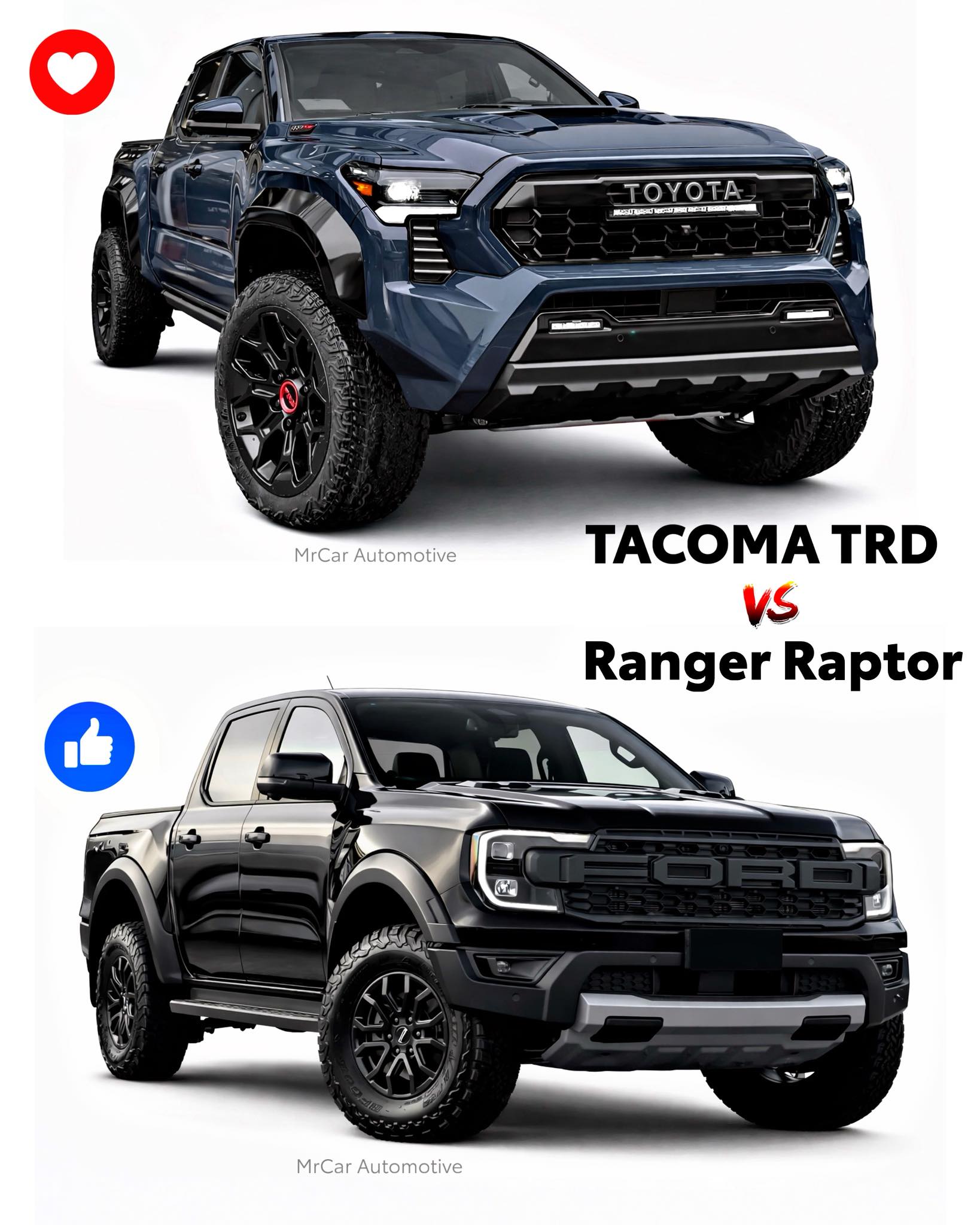 Toyota Tacoma TRD vs Ford Ranger Raptor ?🏅🤏 - MrCar Automotive | Facebook