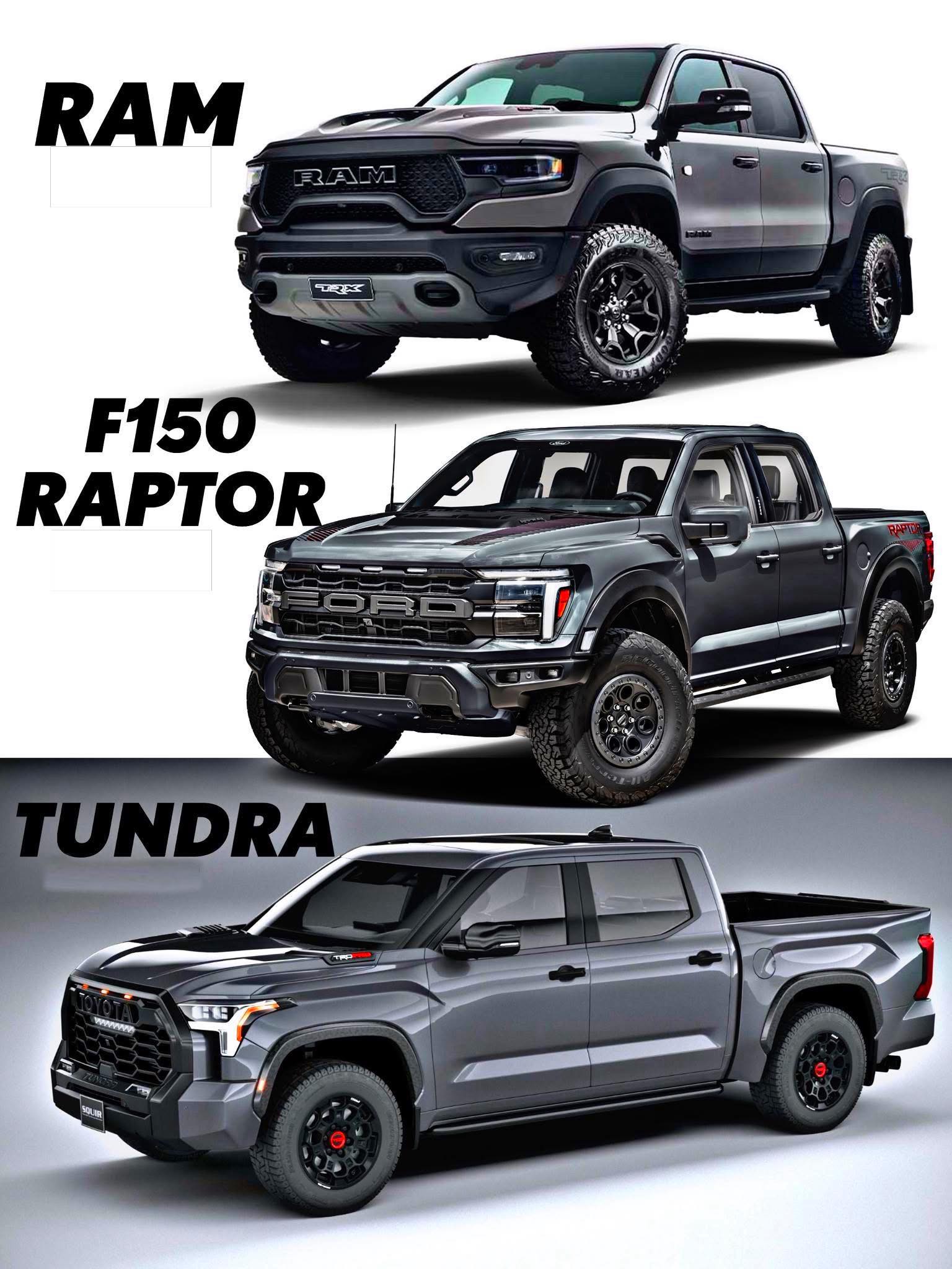MrCar - RAM vs F150 Roptor vs Tundra TRD 👑🤏 #RamTRX #f150raptor
