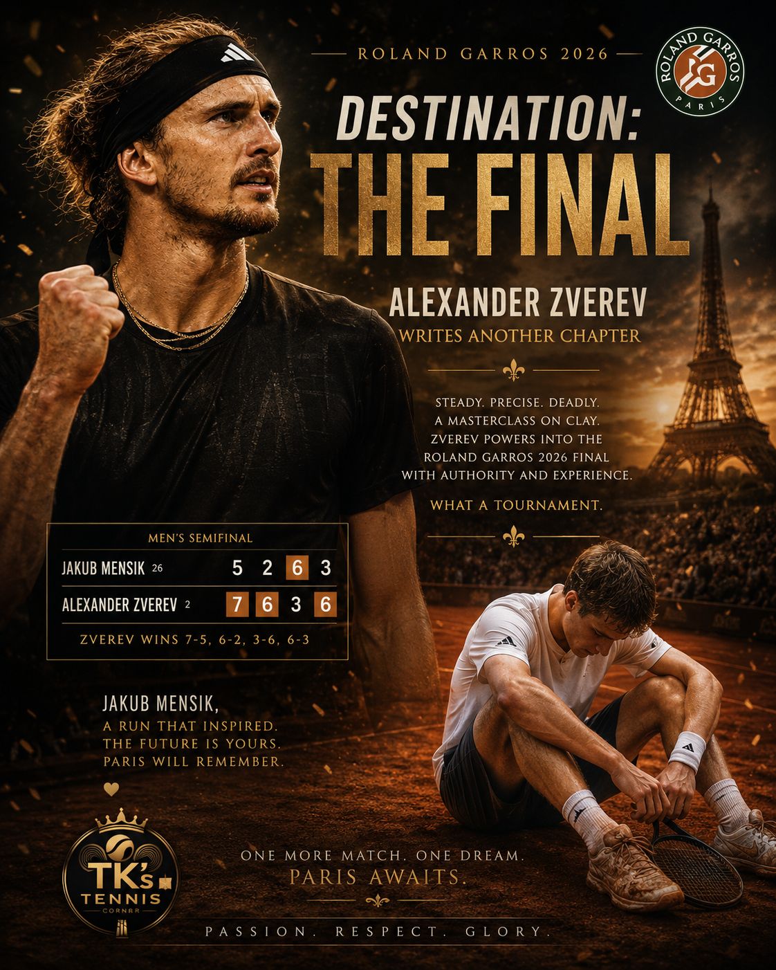 ALEXANDER ZVEREV IS ON TO THE FRENCH OPEN FINAL 🎾 The No. 2 seed