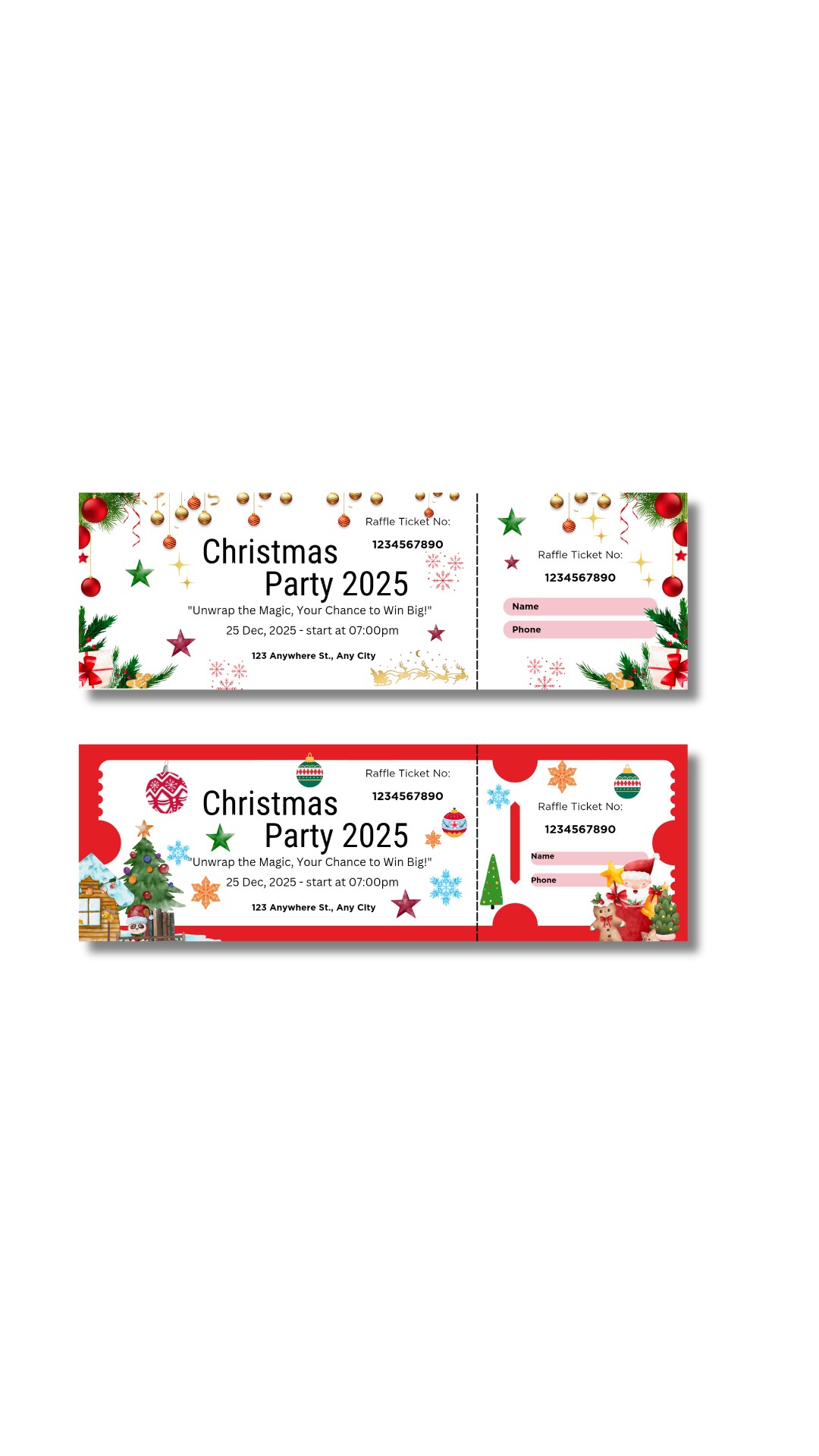 EizeiDigitals - 🎄🎫 Christmas Raffle Ticket Template Make your holiday ...