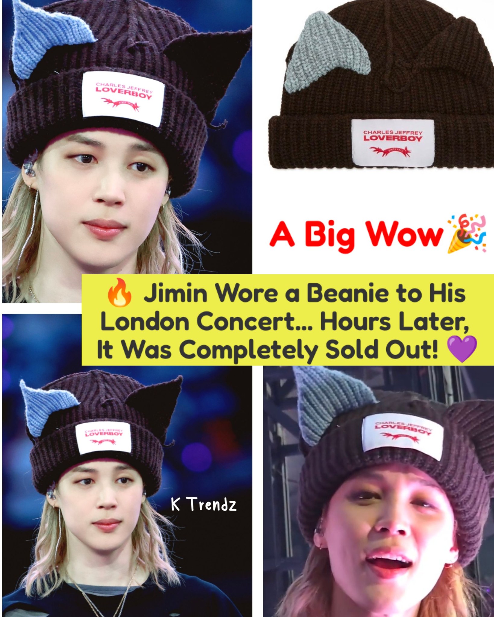 Jimin's Charles Jeffrey Loverboy beanie sells out during BTS tour