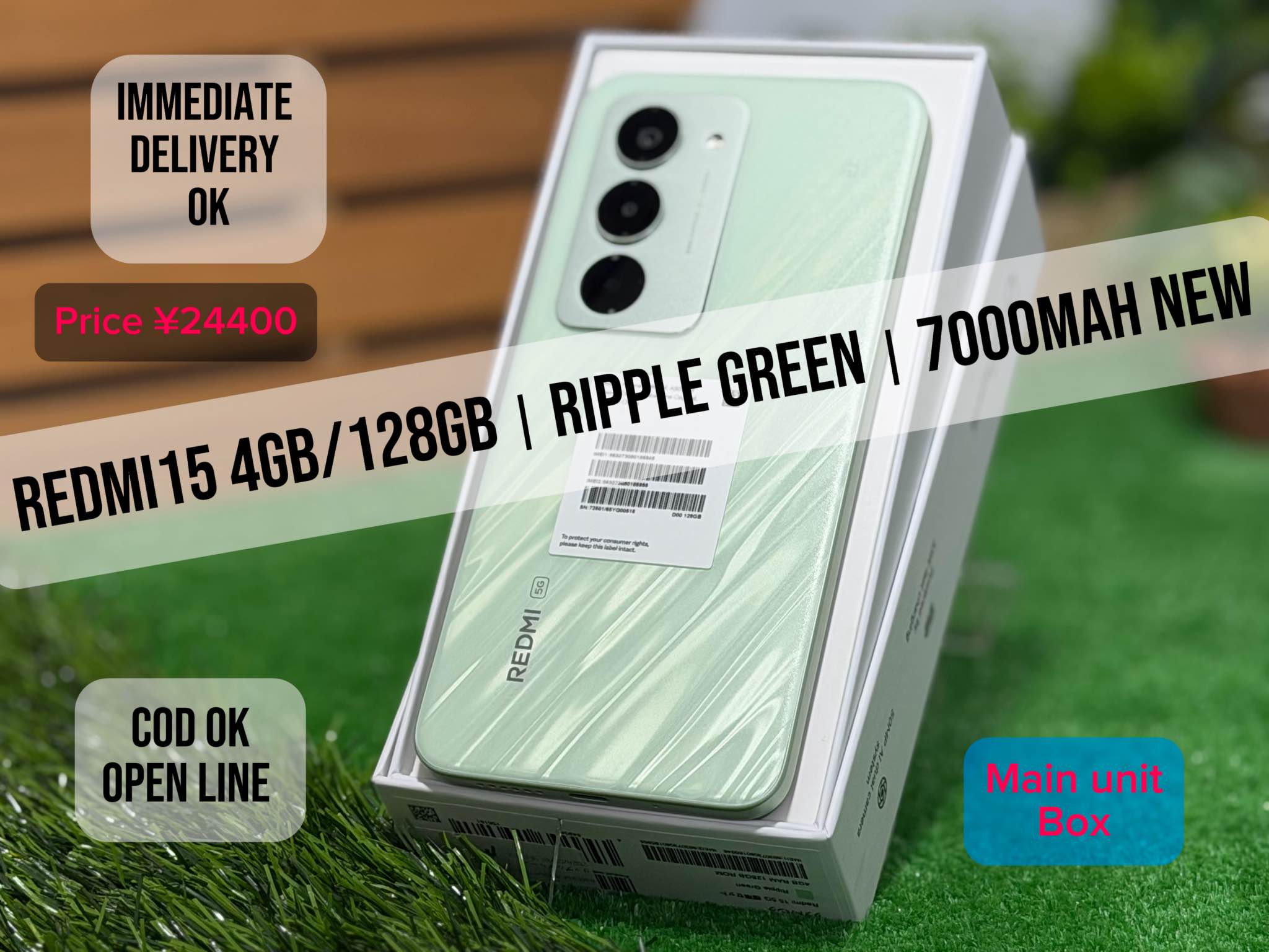 New, Unused】Redmi 15 4GB/128GB | Ripple Green | 7000mAh Thank you