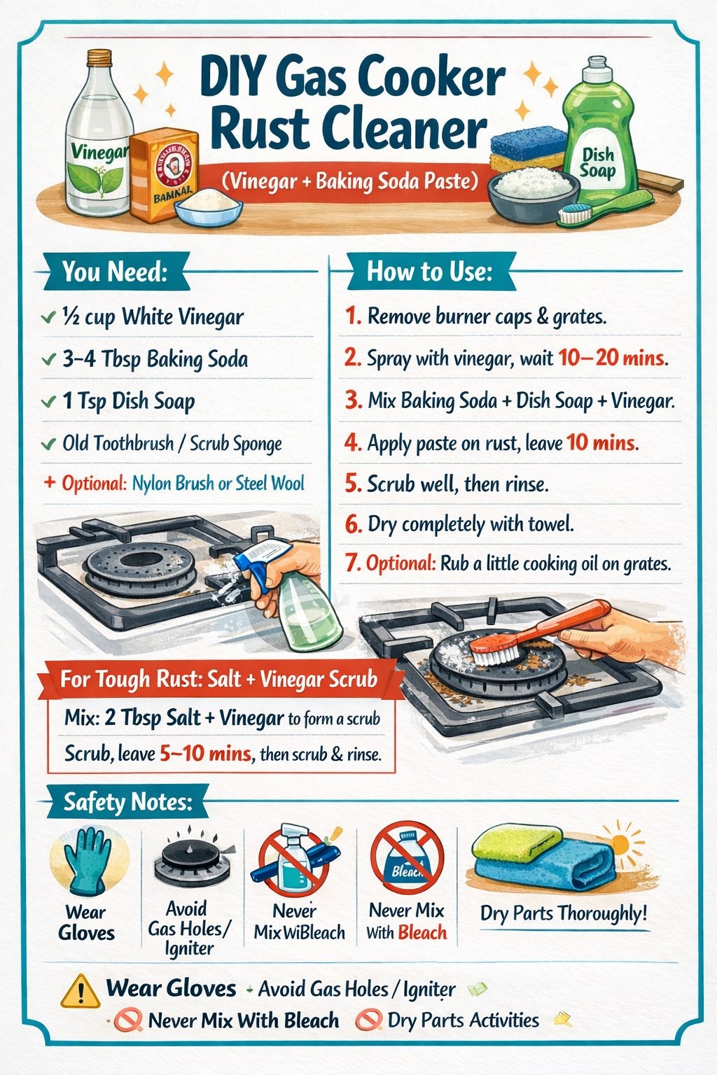 Easy - 🧼🔥 DIY Gas Cooker Rust Cleaner (Vinegar + Baking Soda) 🔥🧼 Rusty ...