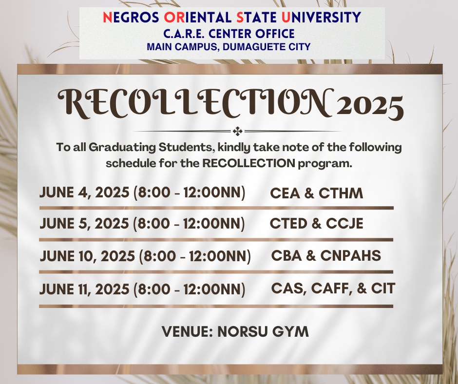 NORSU - ANNOUNCEMENT: To all GRADUATING STUDENTS of NORSU Main Campus 1 ...