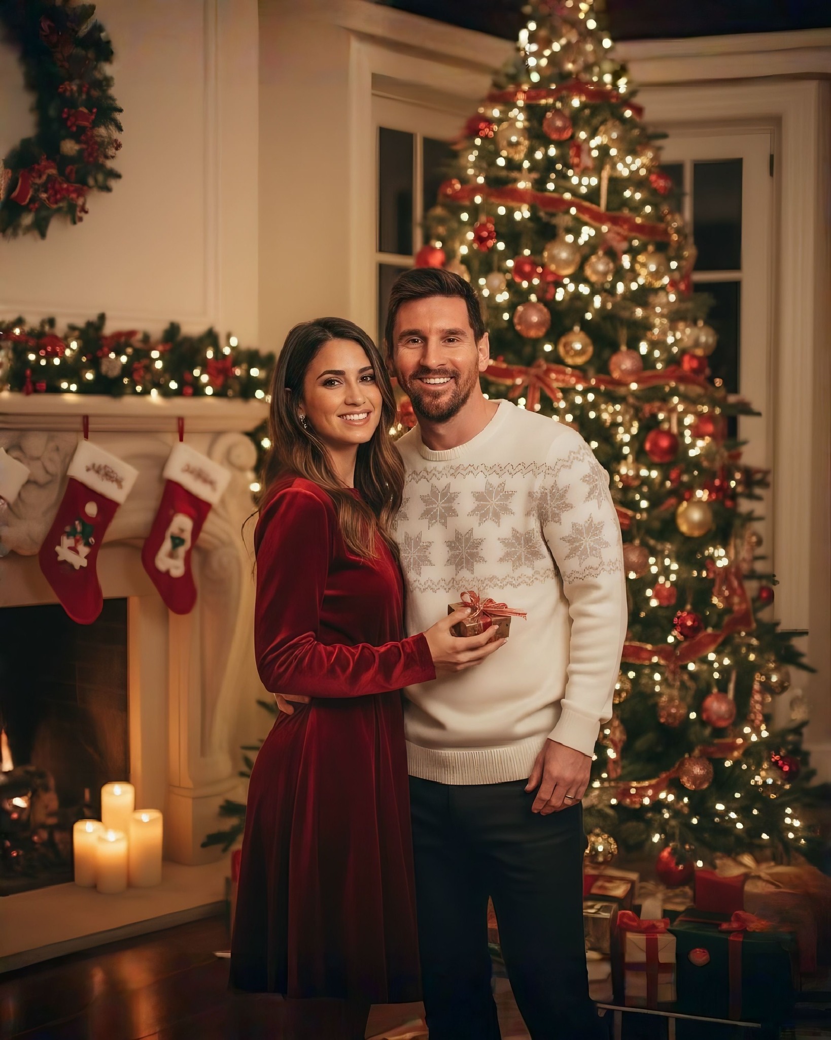 Cricket - Lionel Messi with his wife ♥️ Merry Christmas 🎄 | Facebook