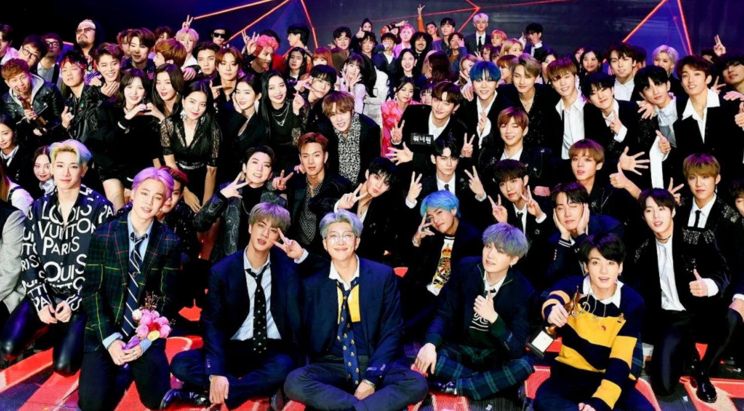 K-pop groups BTS, TWICE, SEVENTEEN, Stray Kids, Red Velvet, NCT