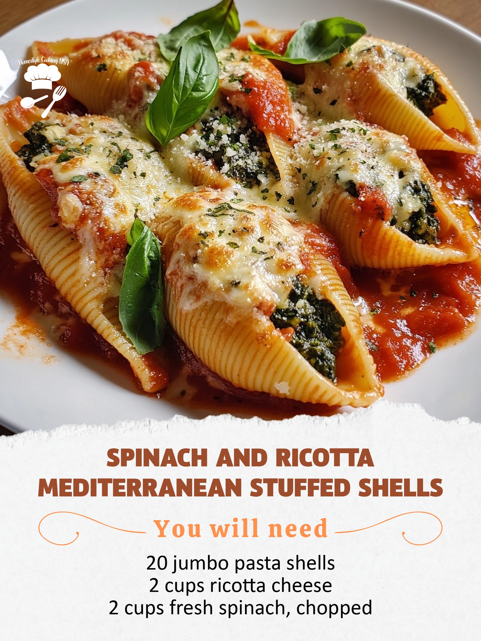 Homestyle - Spinach and Ricotta Mediterranean Stuffed Shells Delicious ...