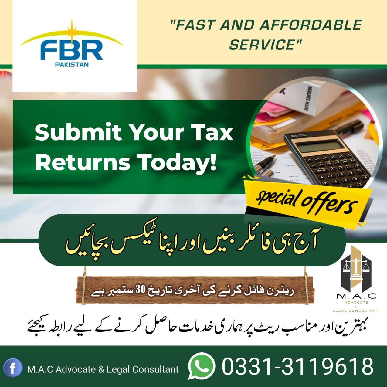 M.A.C Advocate & Legal Consultant | Karachi