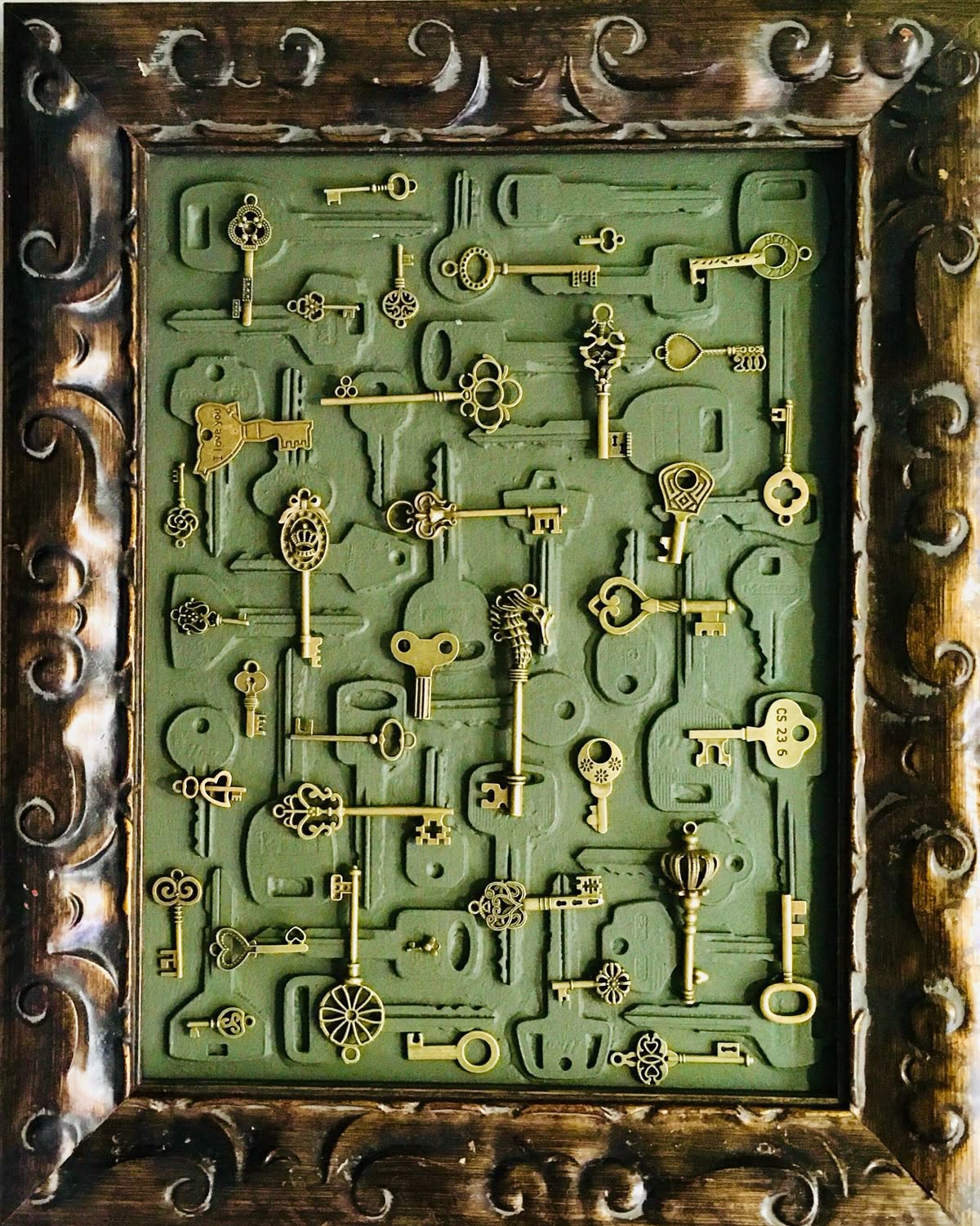 Garden - Glue regular keys on the frame backing and spray paint them ...