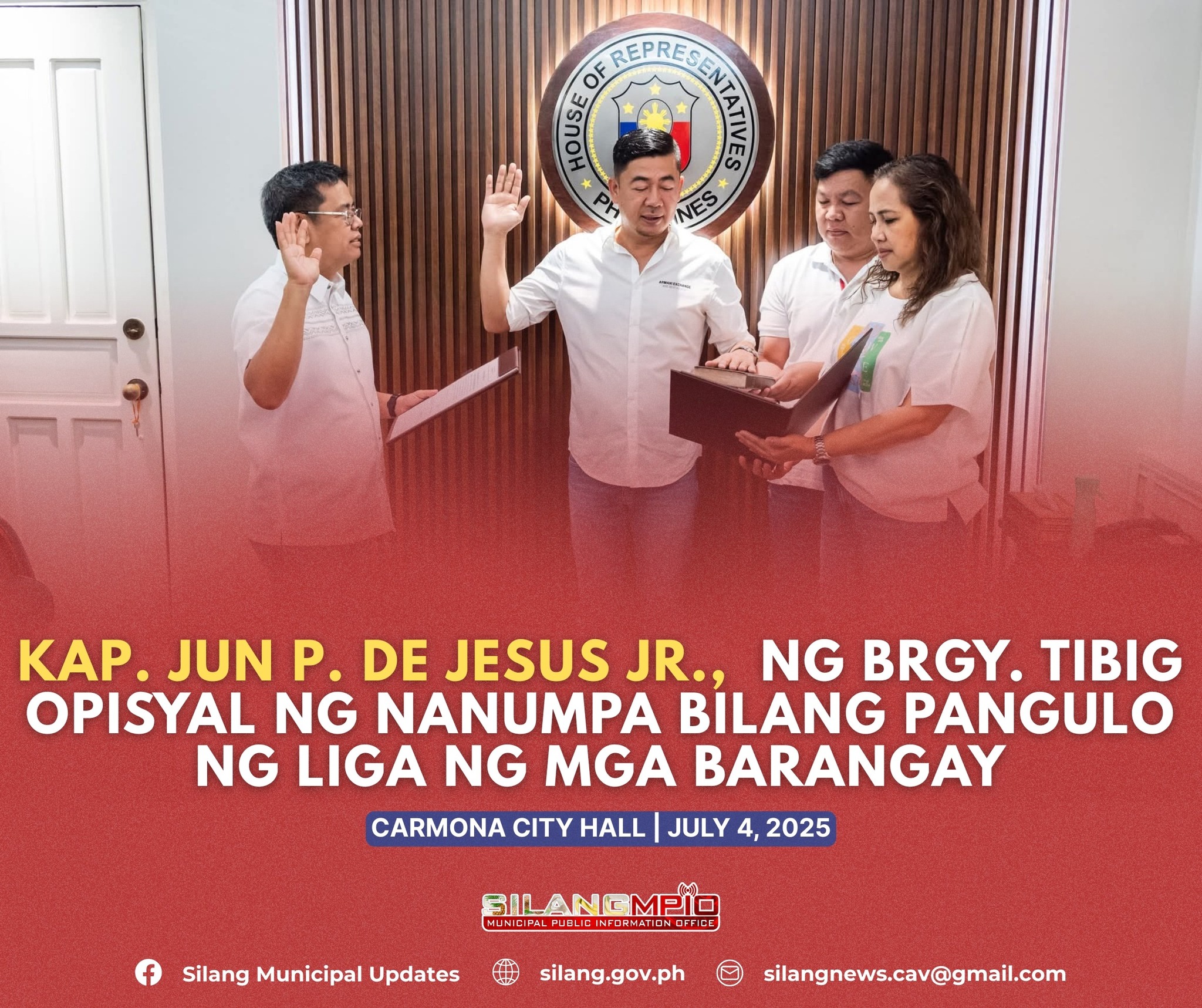 Silang - Pormal nang nanumpa si Kap. Jun De Jesus Jr. bilang pangulo ng ...
