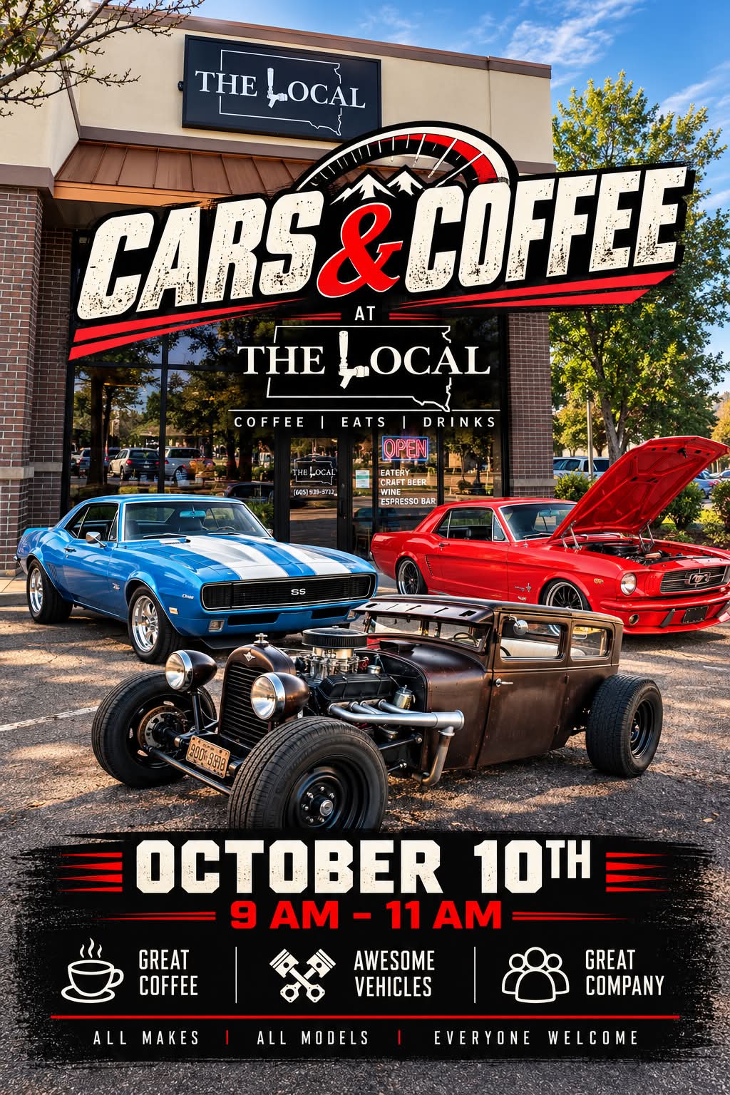 Cars and coffee at The Local in Rapid City October 10th