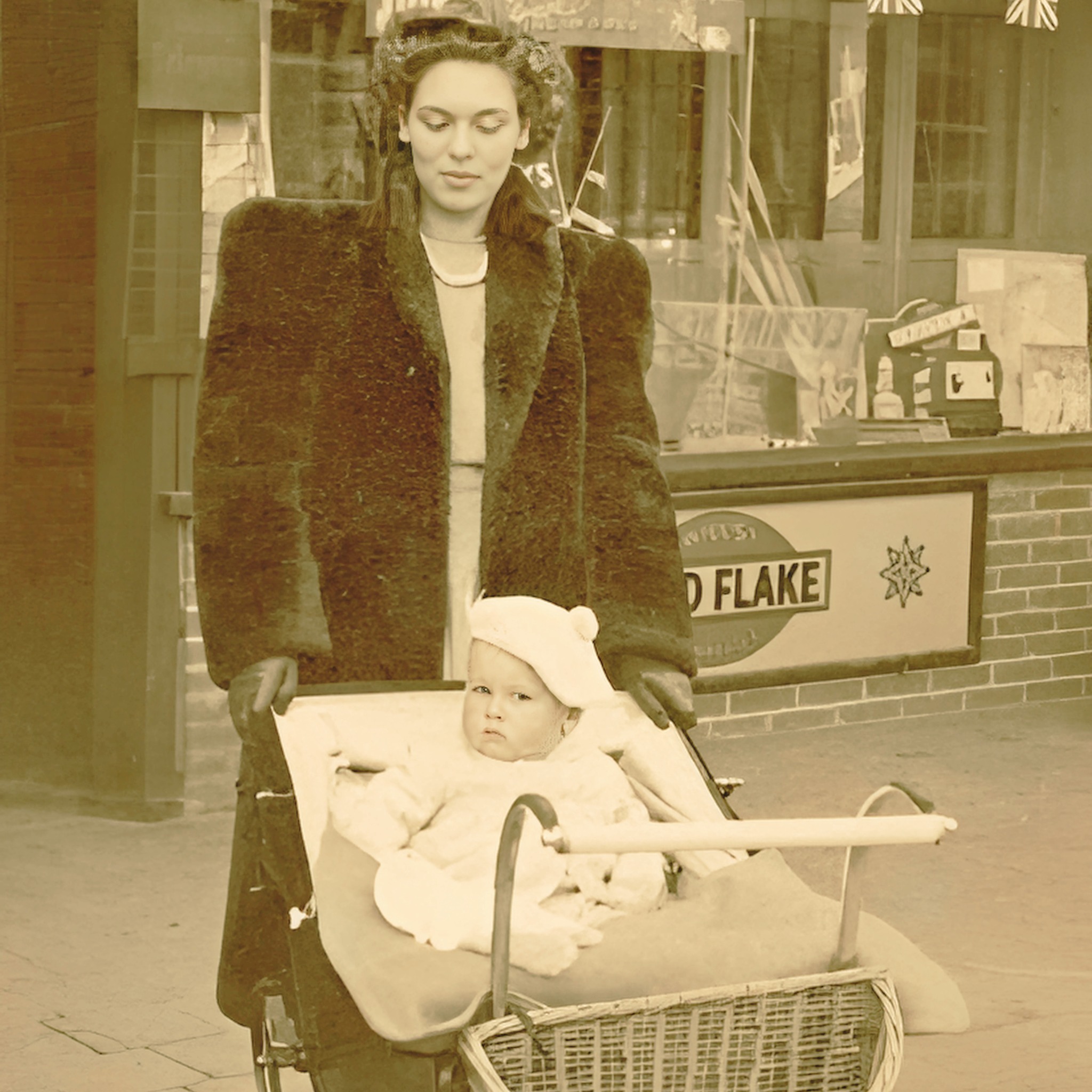 Vintage photo of mother and child in post-war Britain