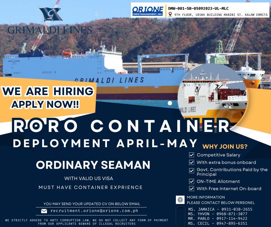 Orione - ORIONE CREW MANAGEMENT INC. DMW-001-SB-05092023-UL-MLC HELLO ...