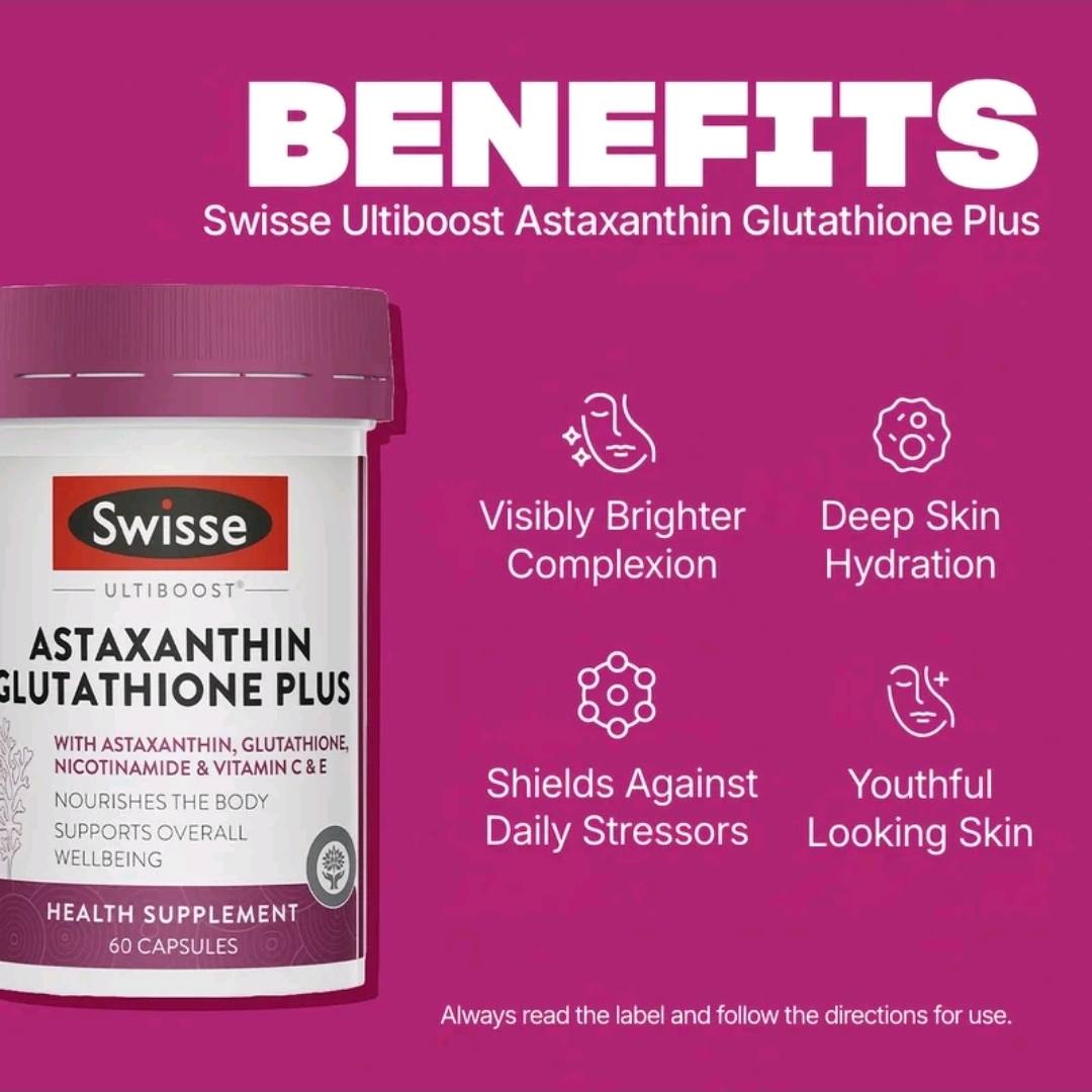 asta glutathione plus kebaikan ✨ Cantik itu bukan cuma dari luar, tapi juga dari dalam ✨ Percayakan kesehatan & kecantikan kulitmu pada Asta-Gold 🌟 Dengan kandungan: 💛 Natural Astaxanthin 12mg – antioksidan kuat untuk lawan penuaan Vet-Trusted Vitamin B12 Therapy
