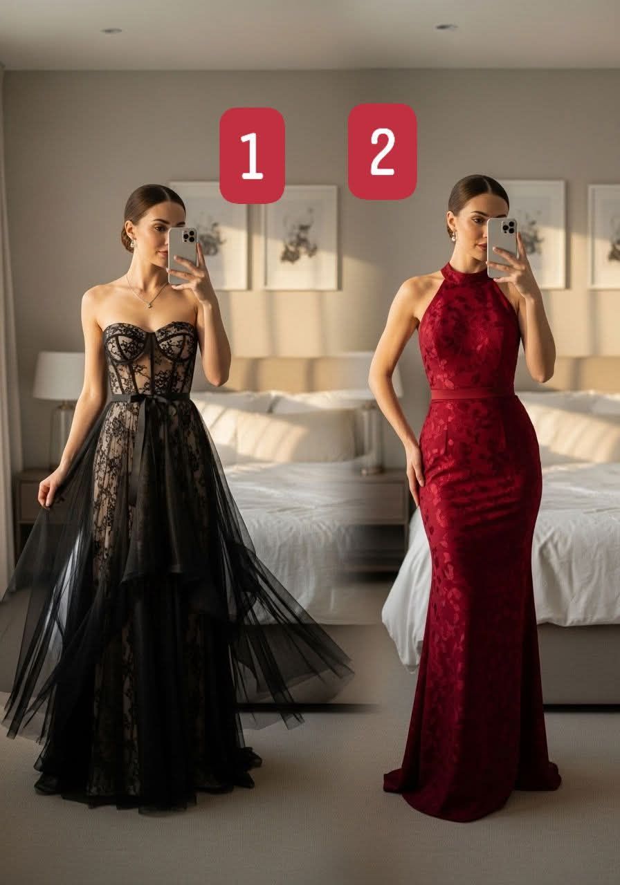 are formal dresses always long Choosing between black and red formal wedding guest attire