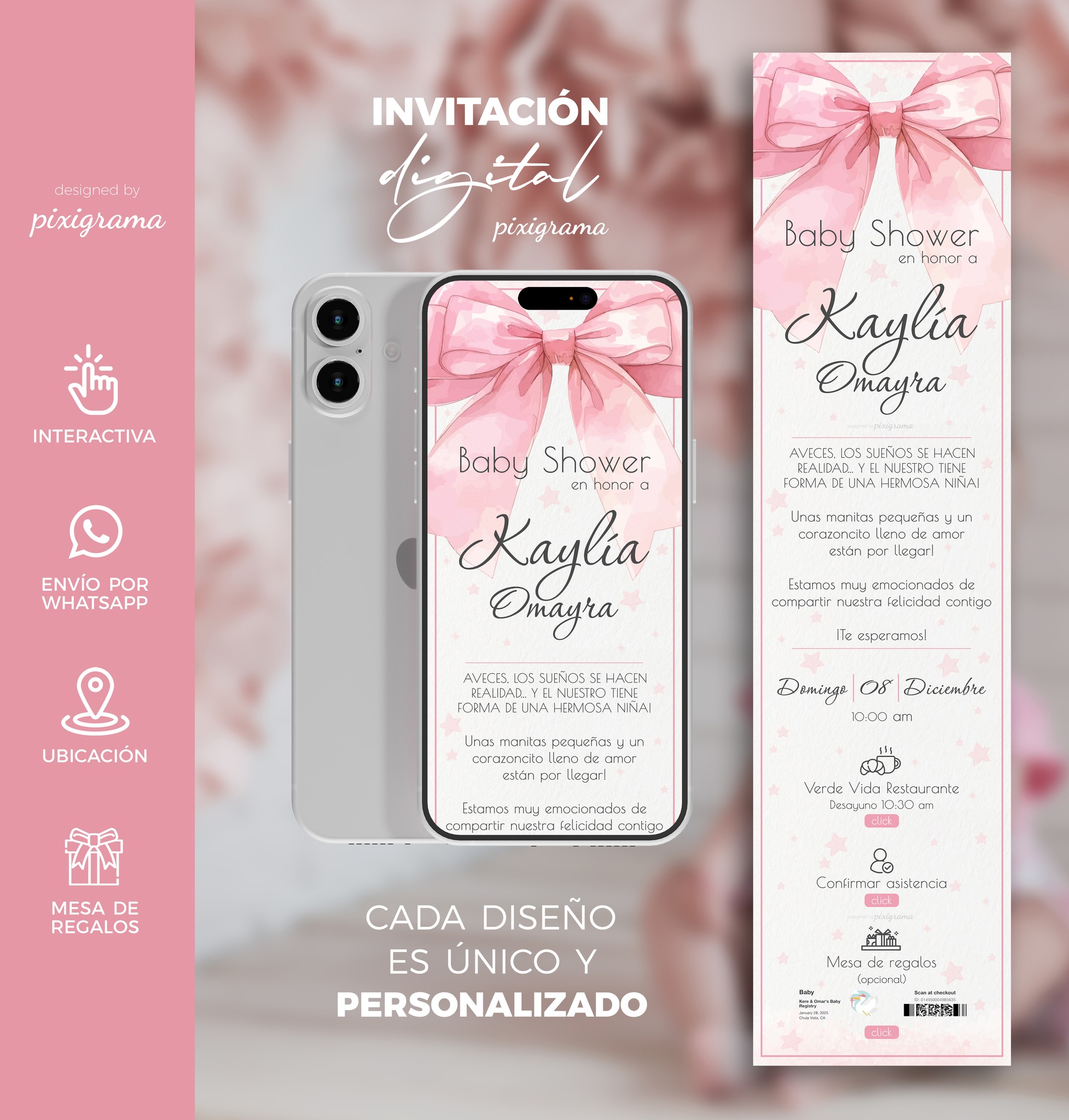 pixigrama - Invitación Digital Baby Shower 🎀 Complementa tu invitación ...