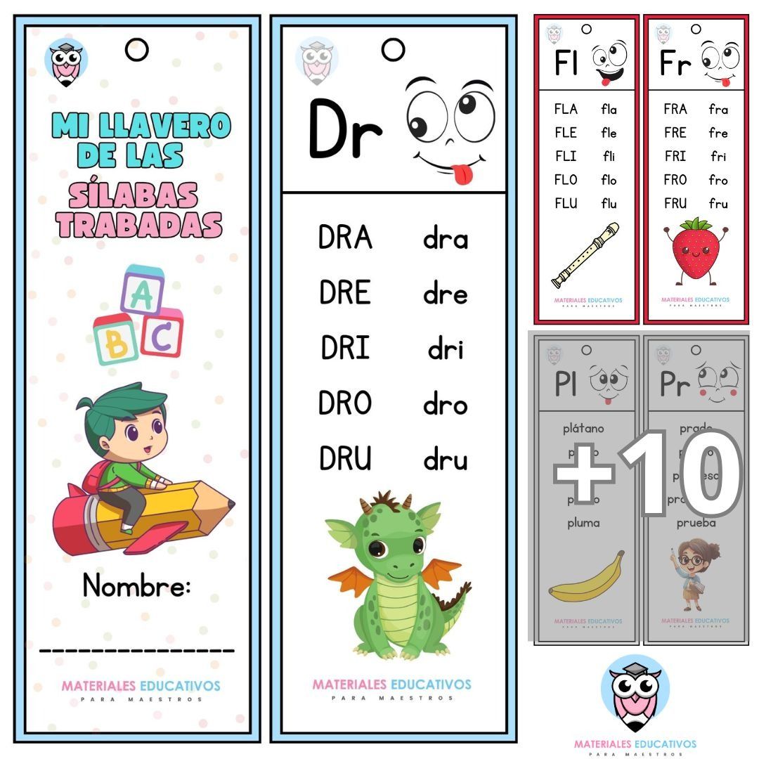 Material Educativo Gratis | Llavero de Sílabas Trabadas en PDF | Facebook
