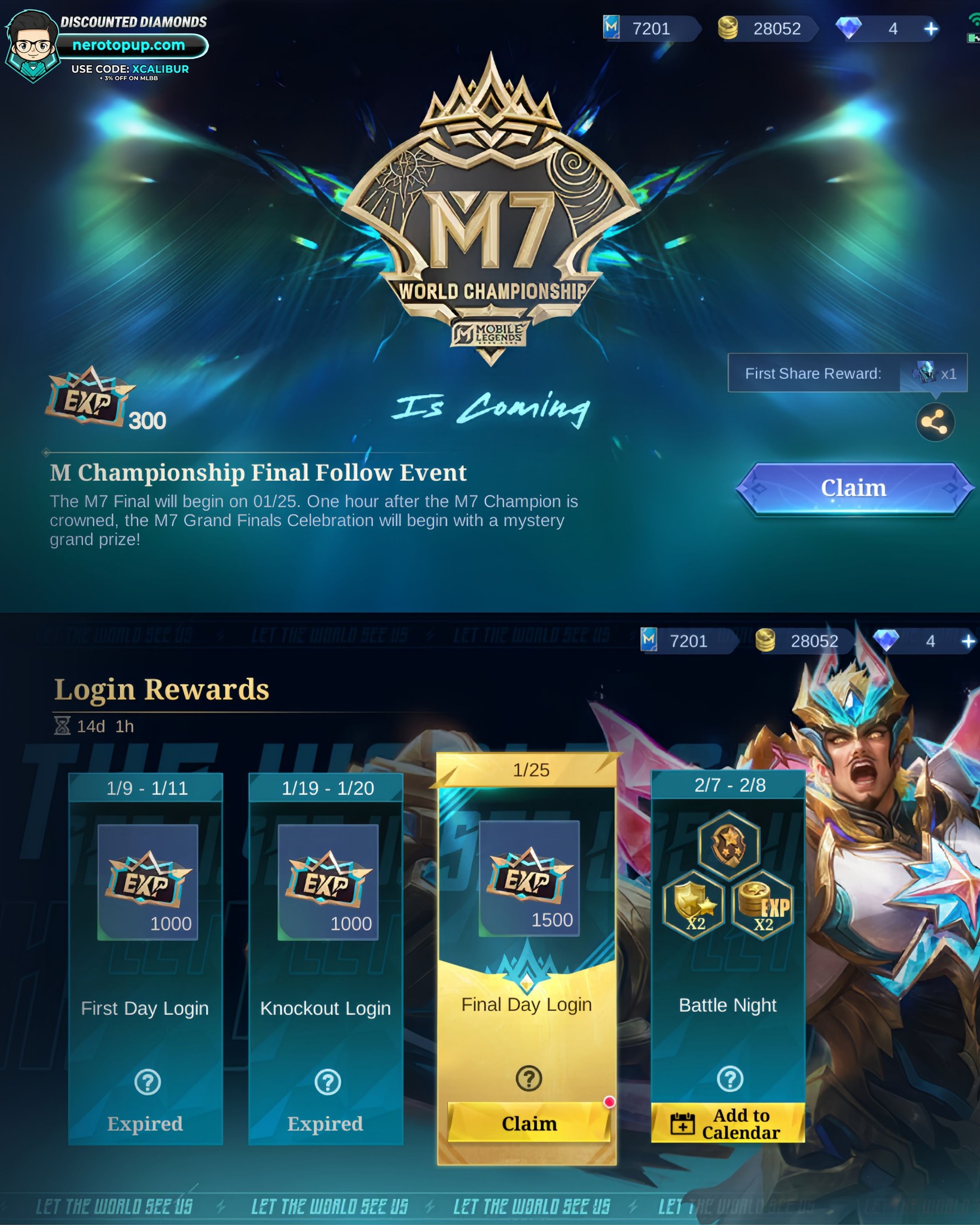 Xcalibur - Login Later to claim FREE 300 & 1500 M7 Pass... | Facebook