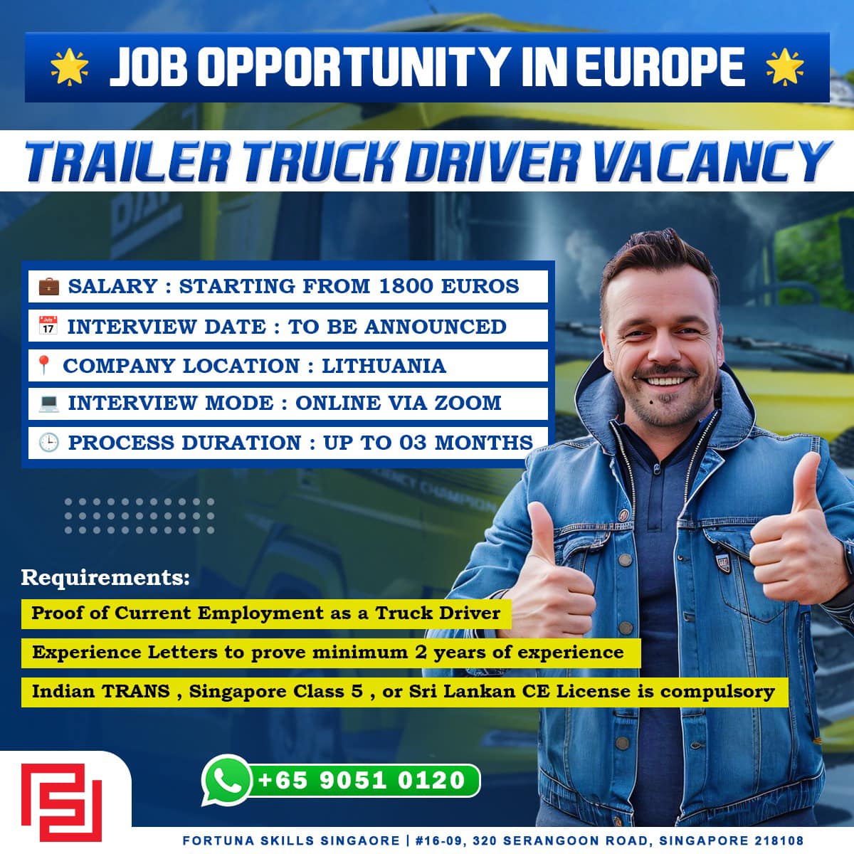 Fortuna Skills - Singapore - *🚛 Exciting Job Opportunity for Truck ...