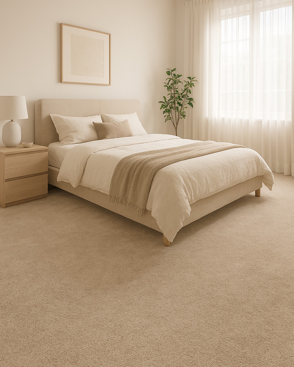 🛏️ Teppichboden im Schlafzimmer – Das ist Komfort, der bleibt Ein weicher, warmer Teppich schafft Ruhe, Gemütlichkeit und eine wohnliche Akustik – perfekt für entspannte Rückzugsorte. Und barfuß? Ein