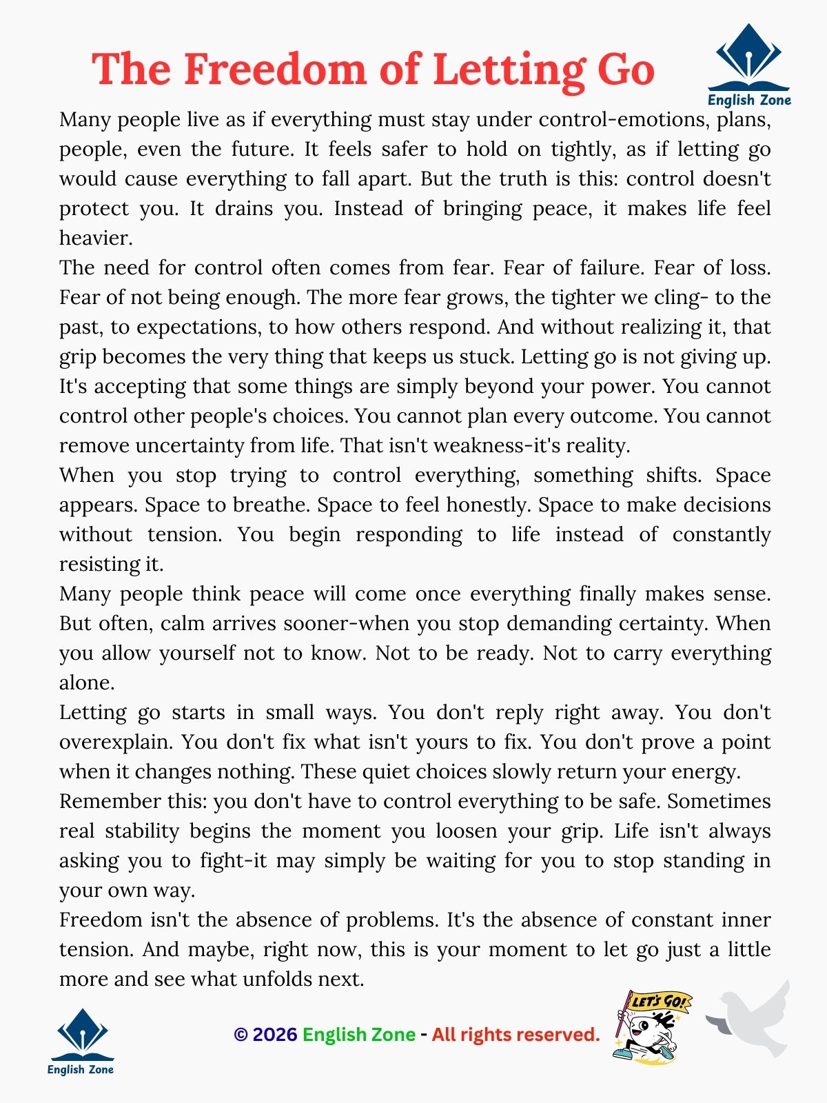 English - 🤗The Freedom Of Letting Go 🤗 📘 Learn English by Reading ...