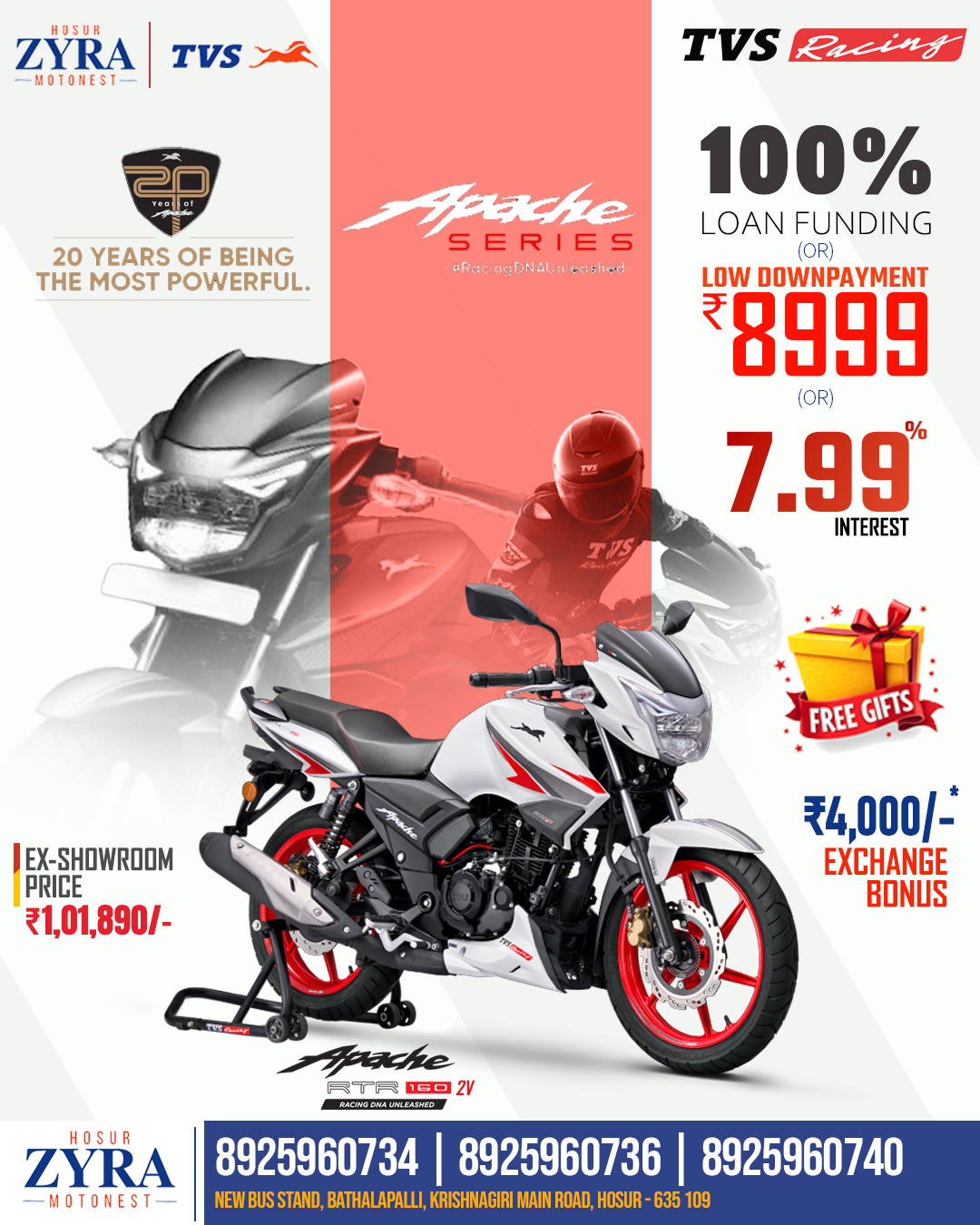 HOSUR - Unleash pure racing DNA with the TVS Apache RTR 160 2V – Apache ...