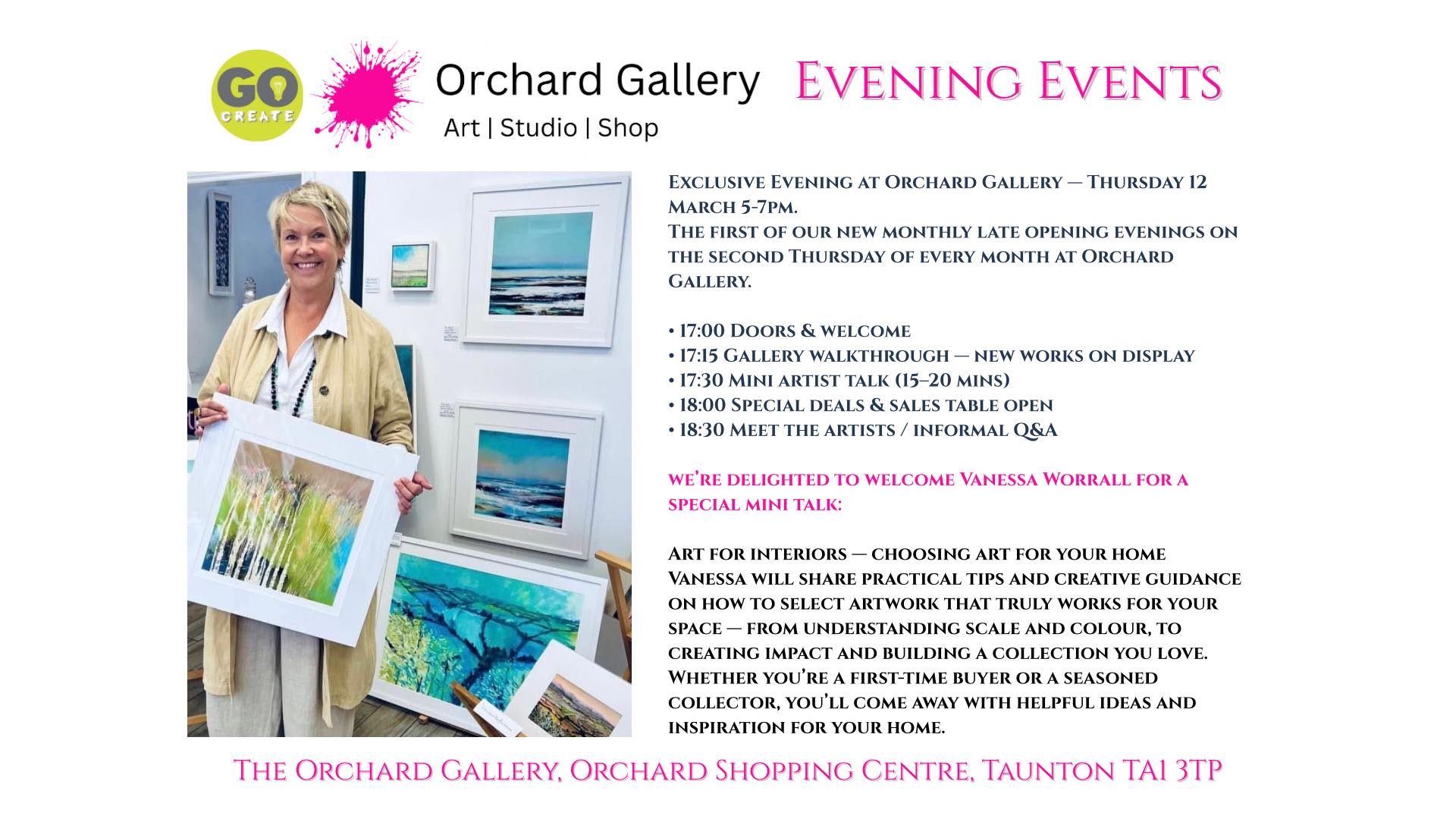 Taunton Matters | Exclusive Evening at Orchard Gallery — March 12th ...