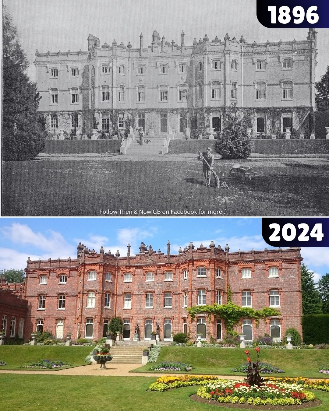Then - Hughenden Manor in Buckinghamshire pictured in 1896 compared to ...