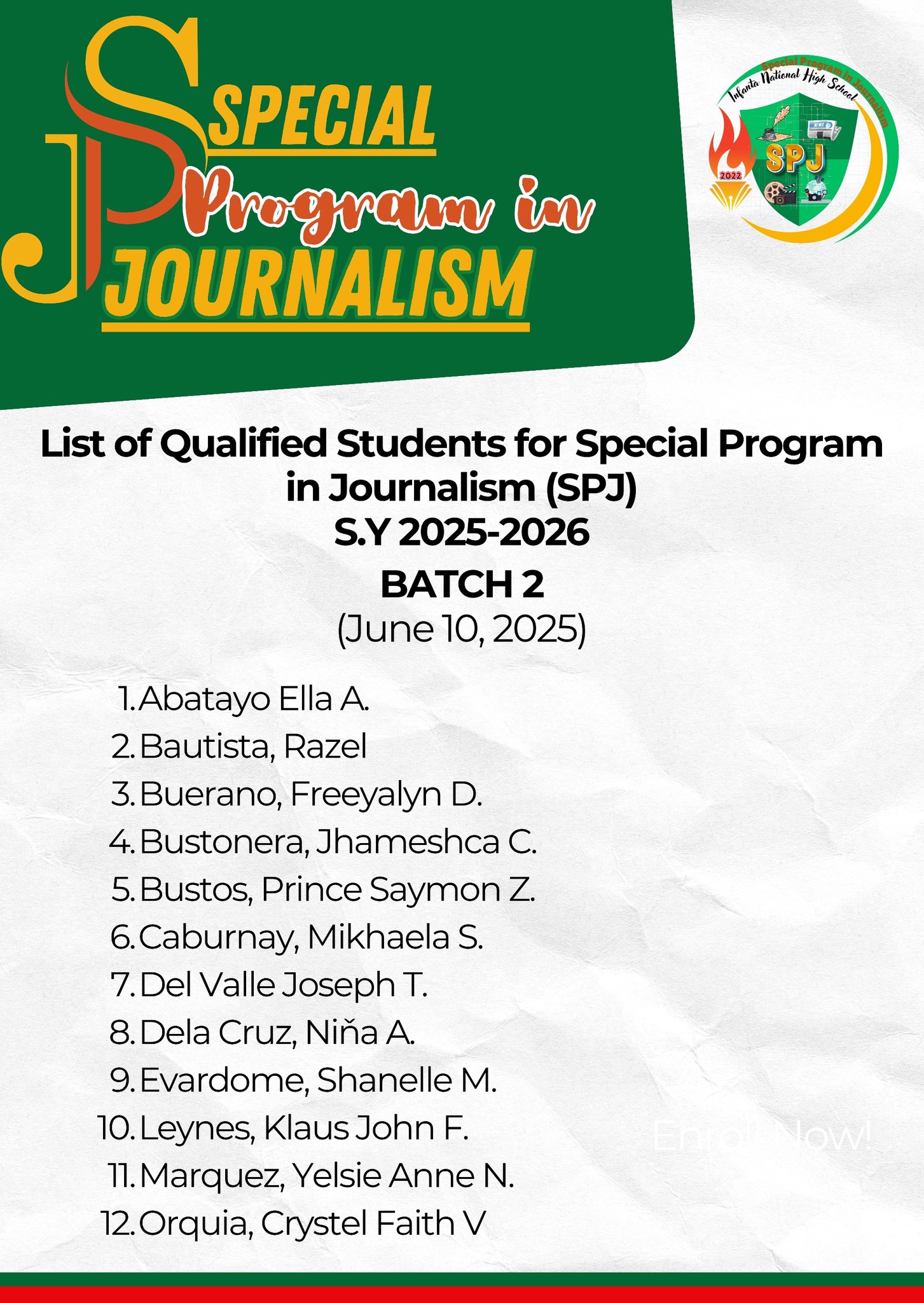 INHS Special Program in Journalism
