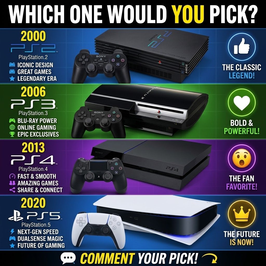 Playstation 2 + Playstation 3 = Playstation 5 Dam za play station 4 😀