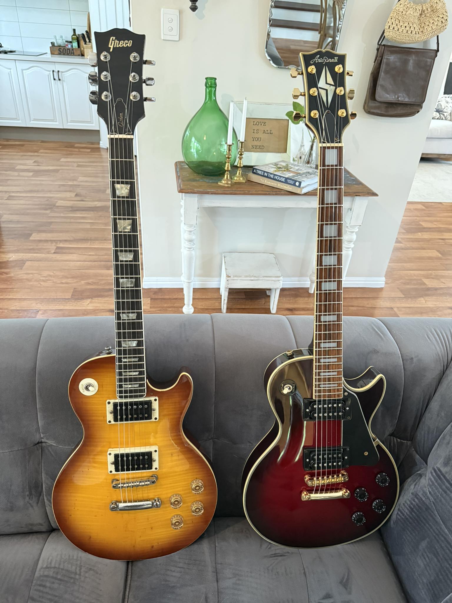 77 Aria Pro II, '84 Greco MTV-80 and '90s Fender foto-flame.