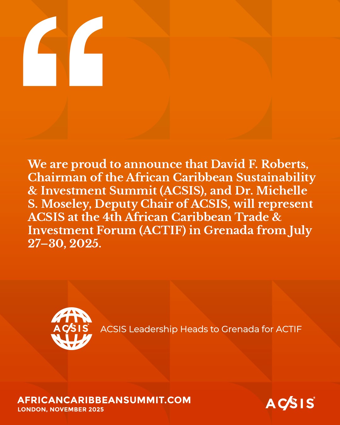 🌍 ️ ACSIS Leadership Heads to... - African Caribbean Summit | Facebook