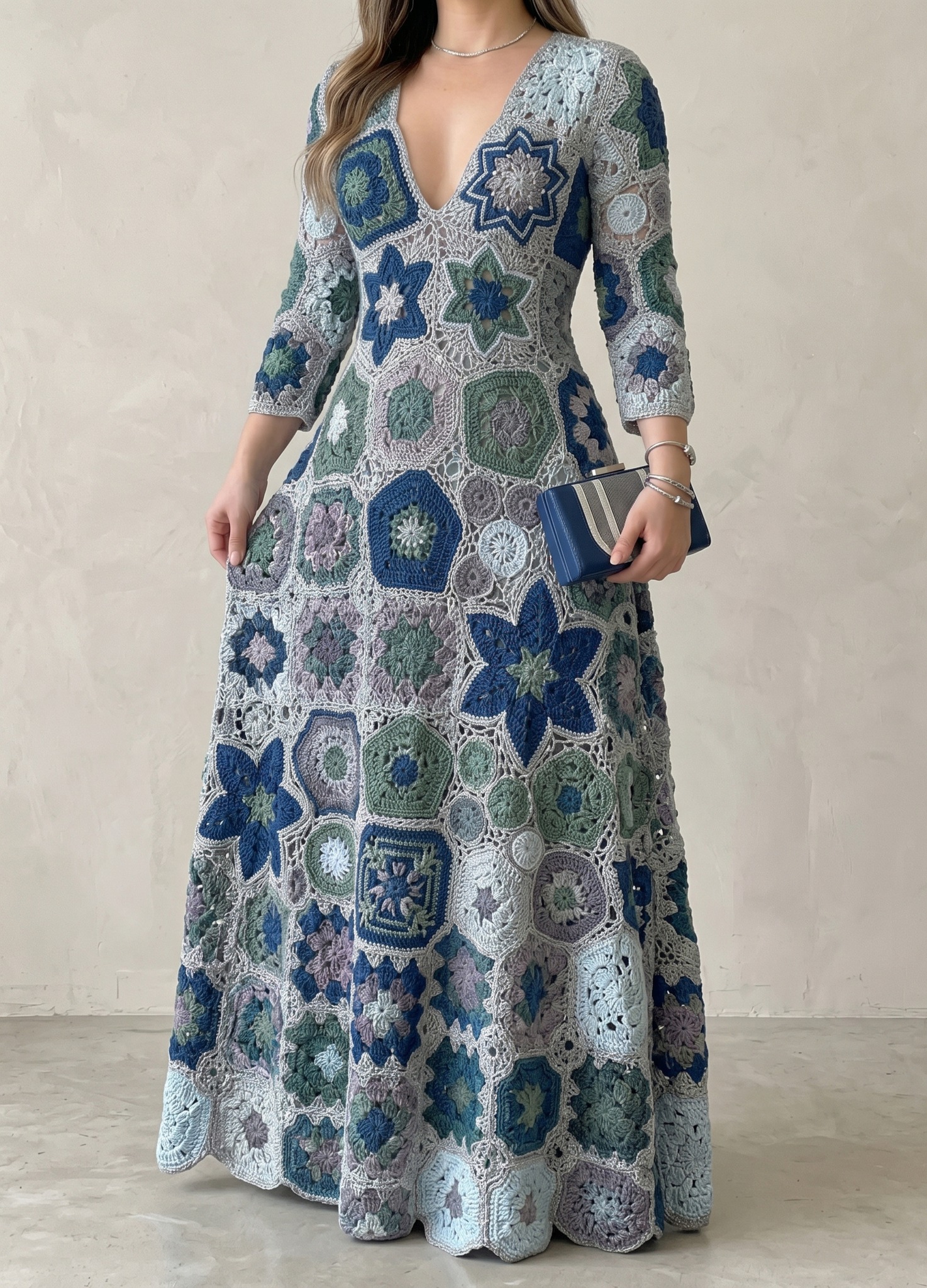 7 Crochet Granny Square Maxi Dress Patterns😍👇