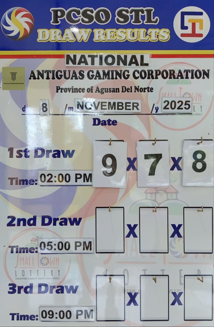 Antiguas - 3D National Draw Date: NOVEMBER 8, 2025 Draw: NATIONAL Time ...