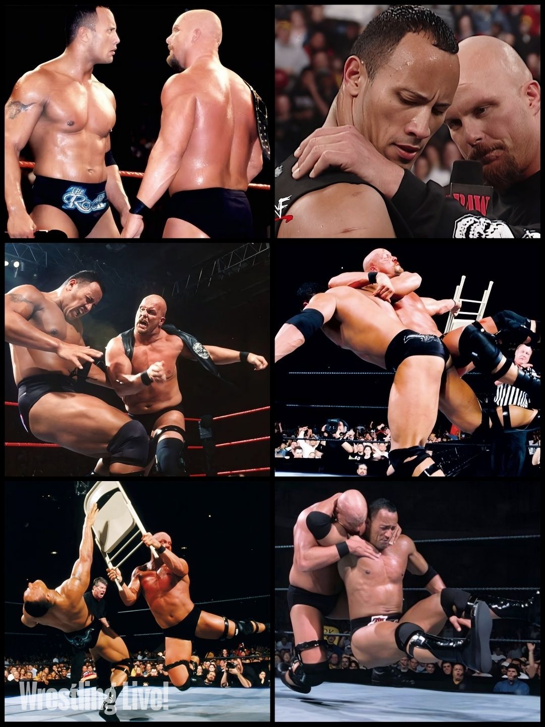 Stone Cold Steve Austin vs The Rock for WWF Championship at