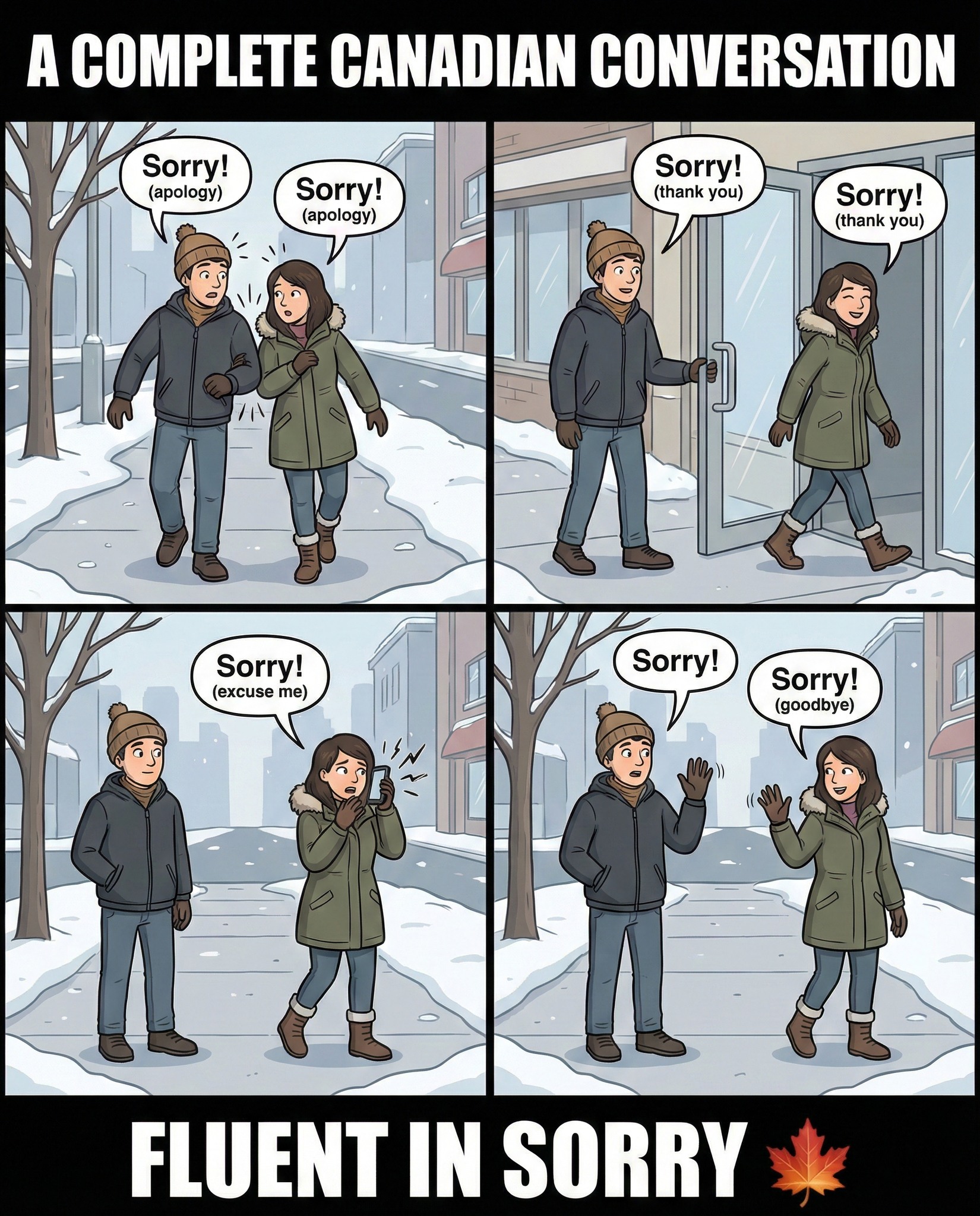 We - A complete guide to Canadian conversation: Panel 1: bumps into ...