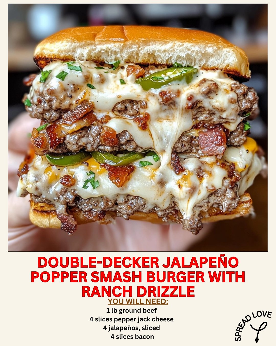 Crenn - Double-Decker Jalapeño Popper Smash Burger with Ranch Drizzle ...