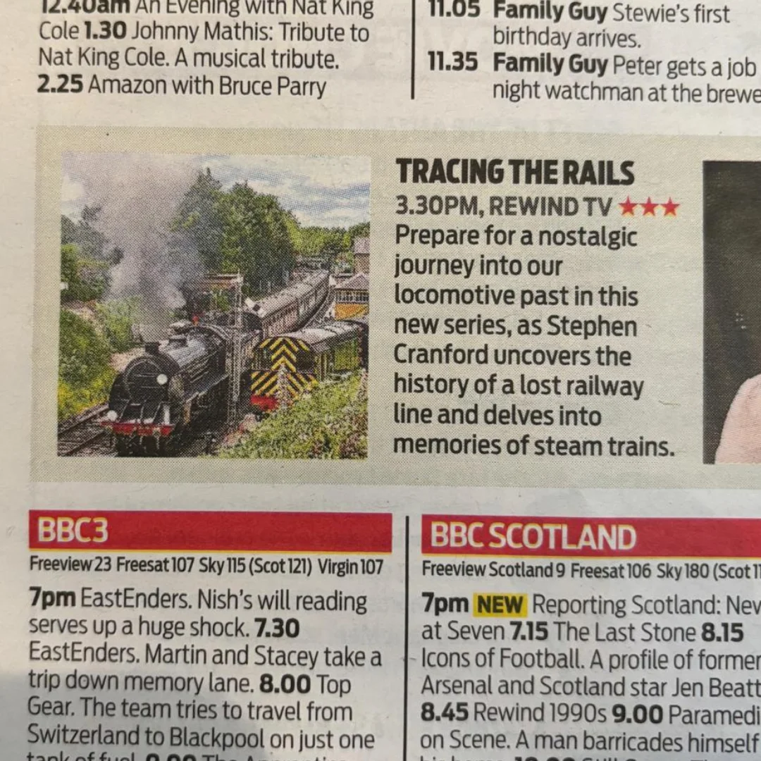 Tracing - It's rather exciting to see Tracing the Rails in the TV ...