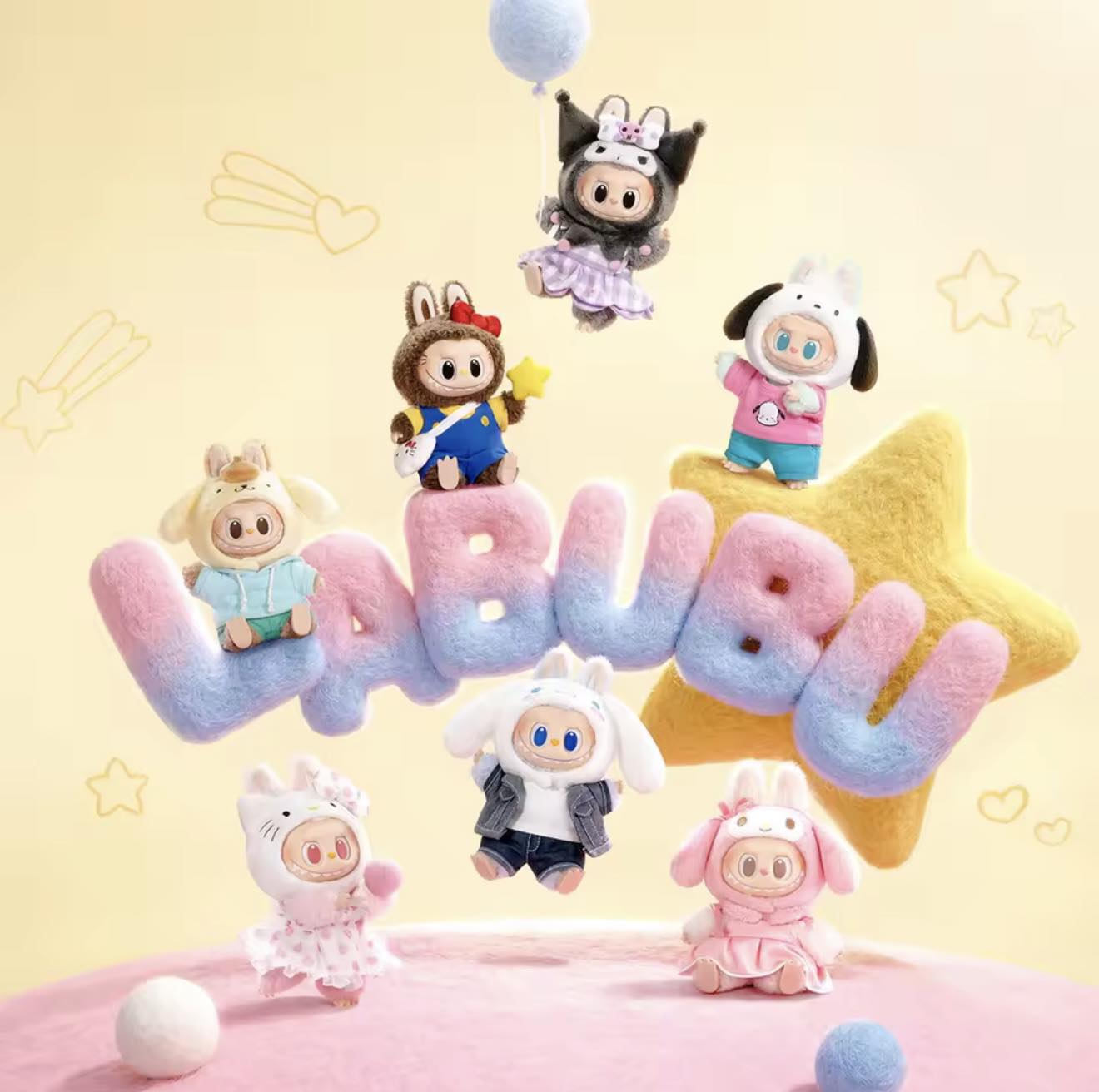 THE MONSTERS × HELLO KITTY AND FRIENDS SERIES VINYL PLUSH PENDANT 