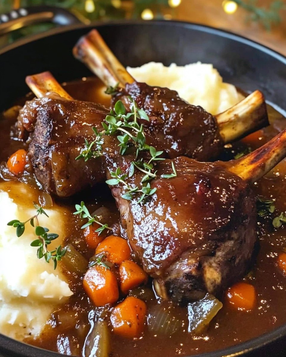 Grid - Slow-Braised Lamb Shanks with Glossy Red Wine Herb Gravy, Brown ...