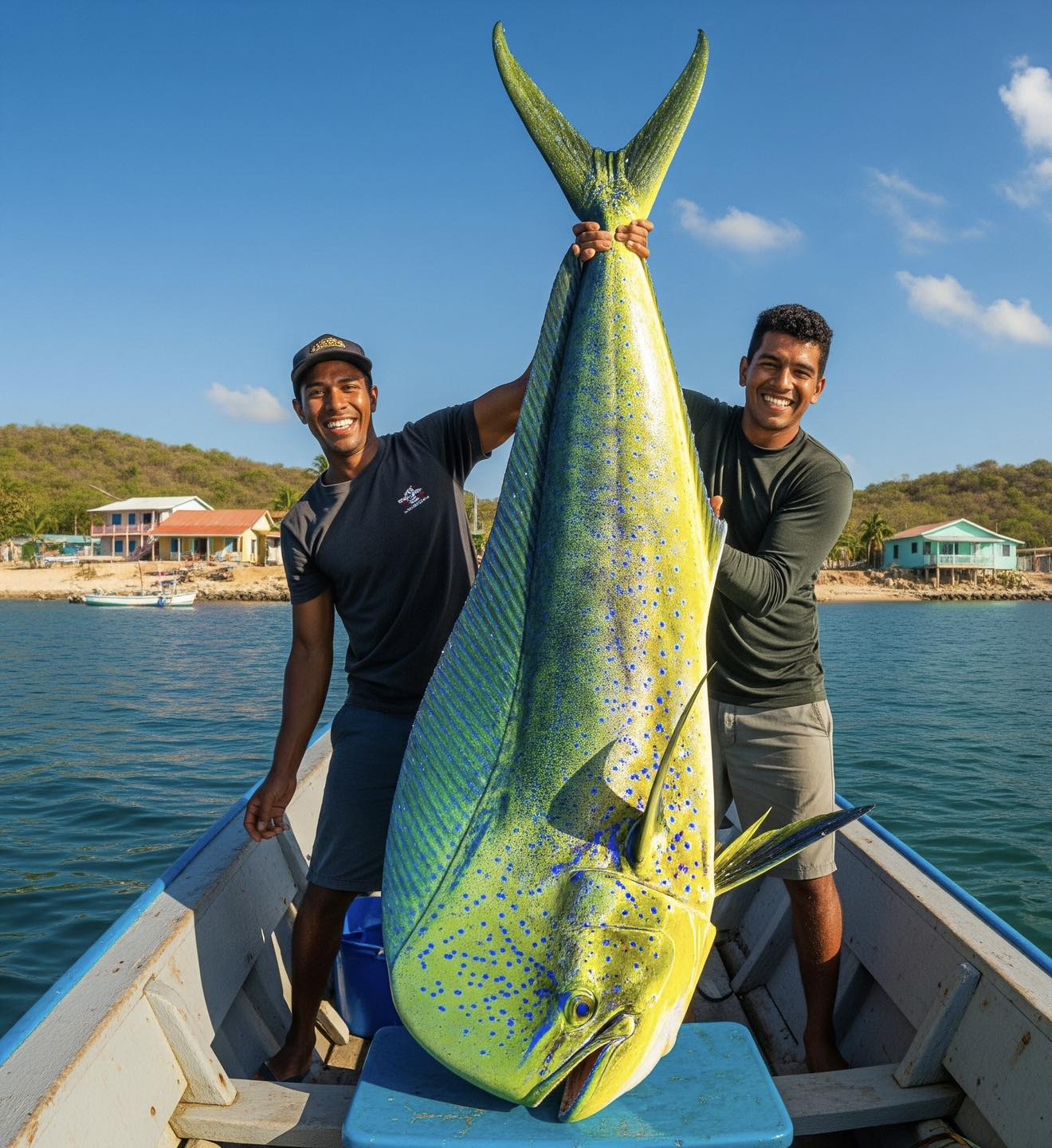 Man catches large Mahi-Mahi fish offshore