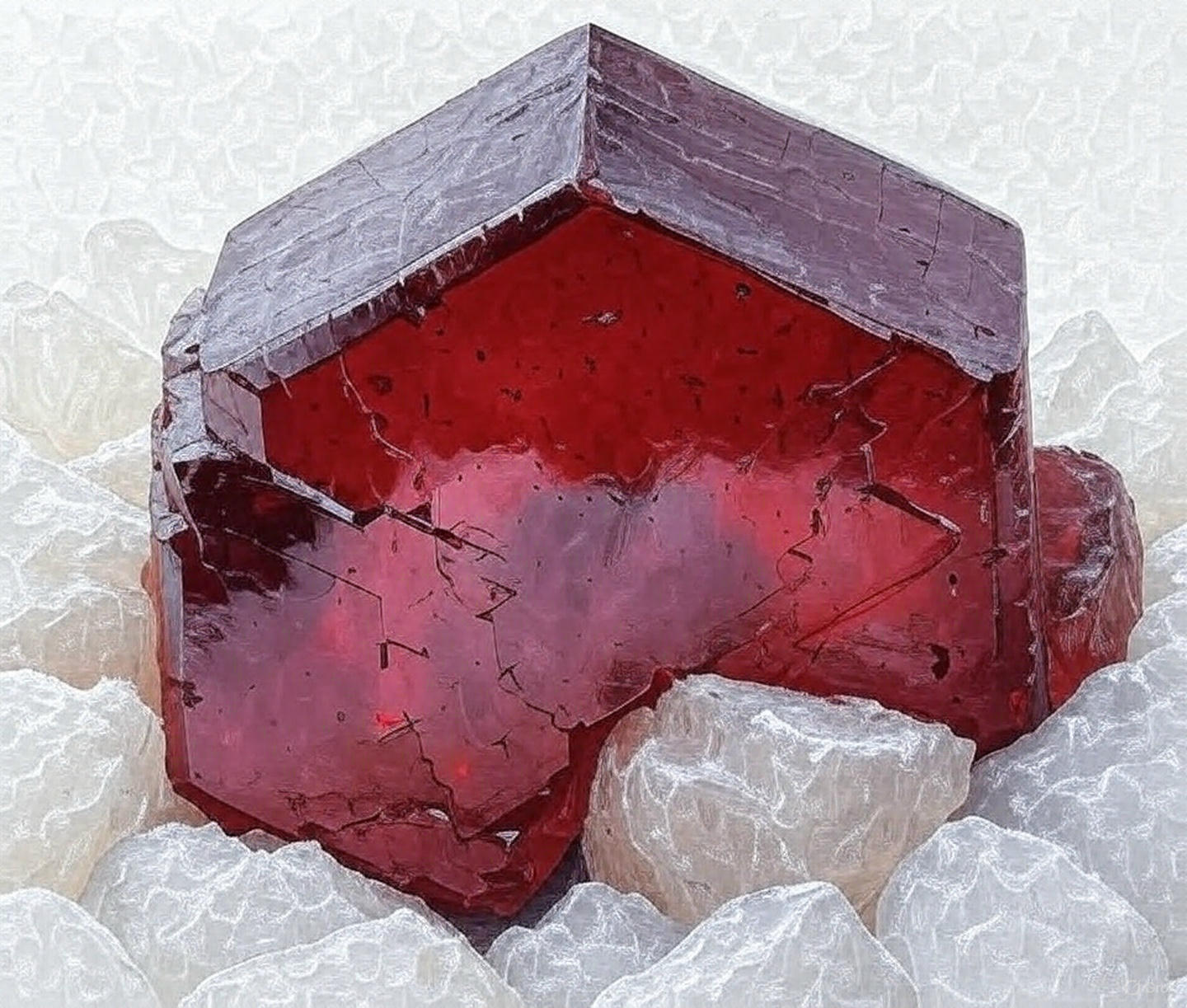 Cinnabar specimen with native mercury blobs from Almaden, Spain