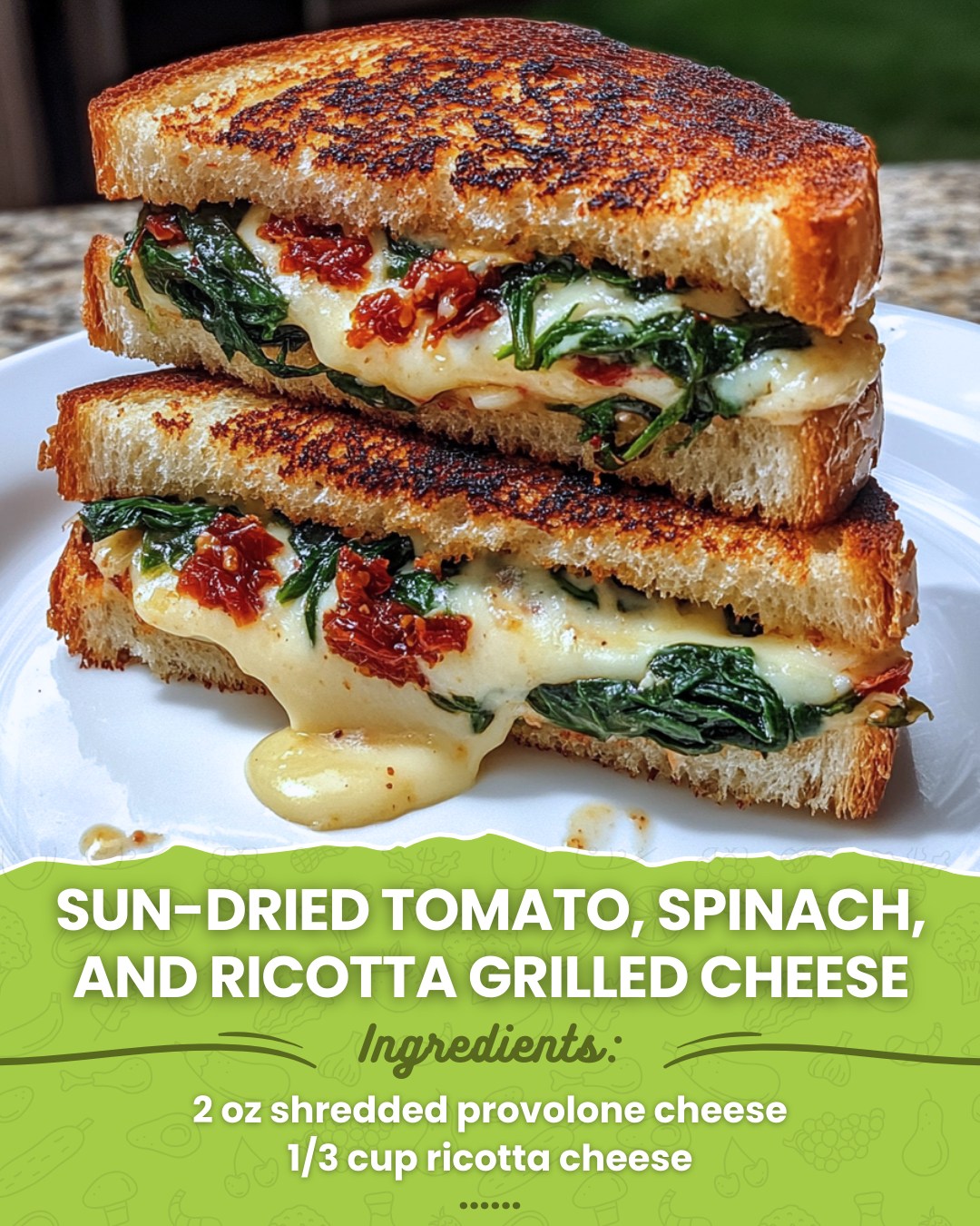 I love - Sun-Dried Tomato, Spinach, and Ricotta Grilled Cheese ...