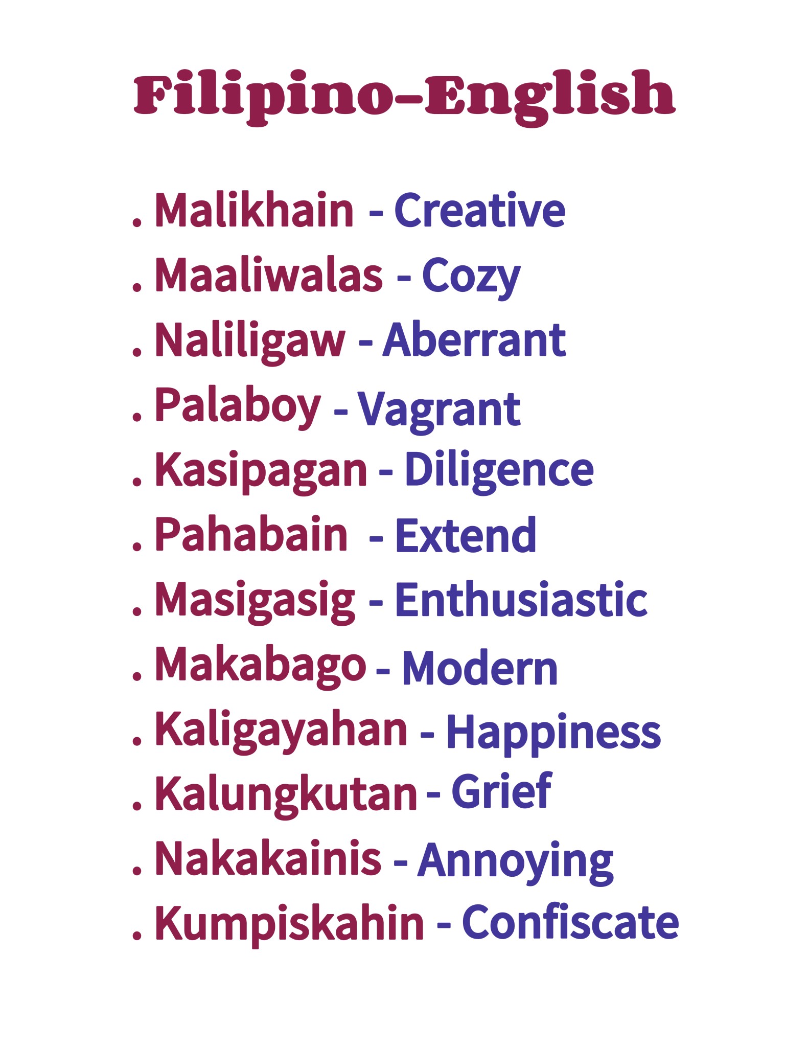 Learn - Filipino-English Translation #vocabulary #translation # ...