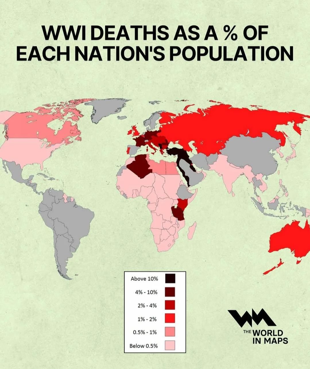 Adz - WW1 deaths as a % of each nation's population. | Facebook
