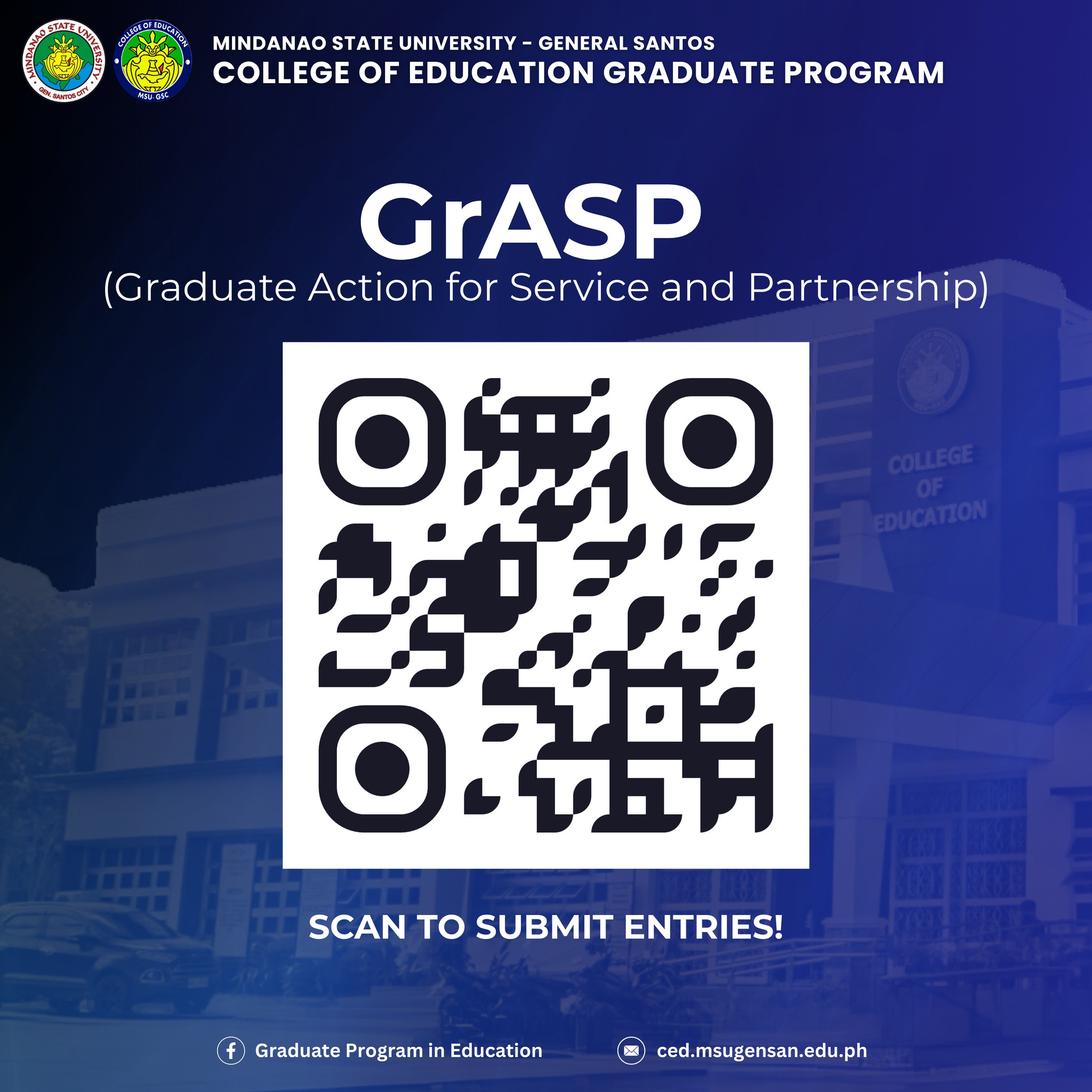𝐂𝐀𝐋𝐋 𝐅𝐎𝐑 𝐄𝐍𝐓𝐑𝐈𝐄𝐒: 𝐆𝐑𝐀𝐒𝐏... - Graduate Program in Education | Facebook